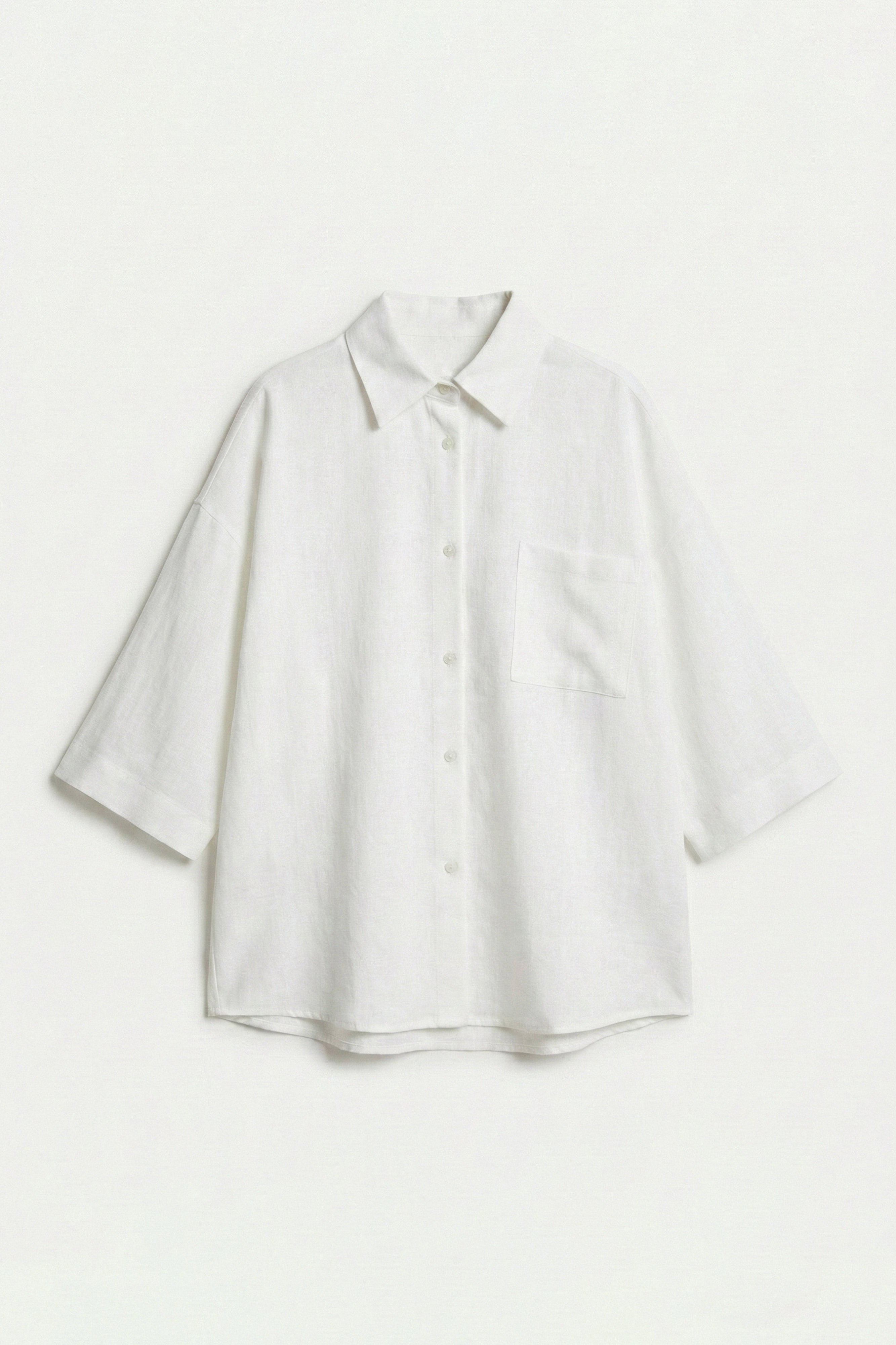 Kadın Beyaz Renk s6-2 %100 Pamuk Oversize Gömlek