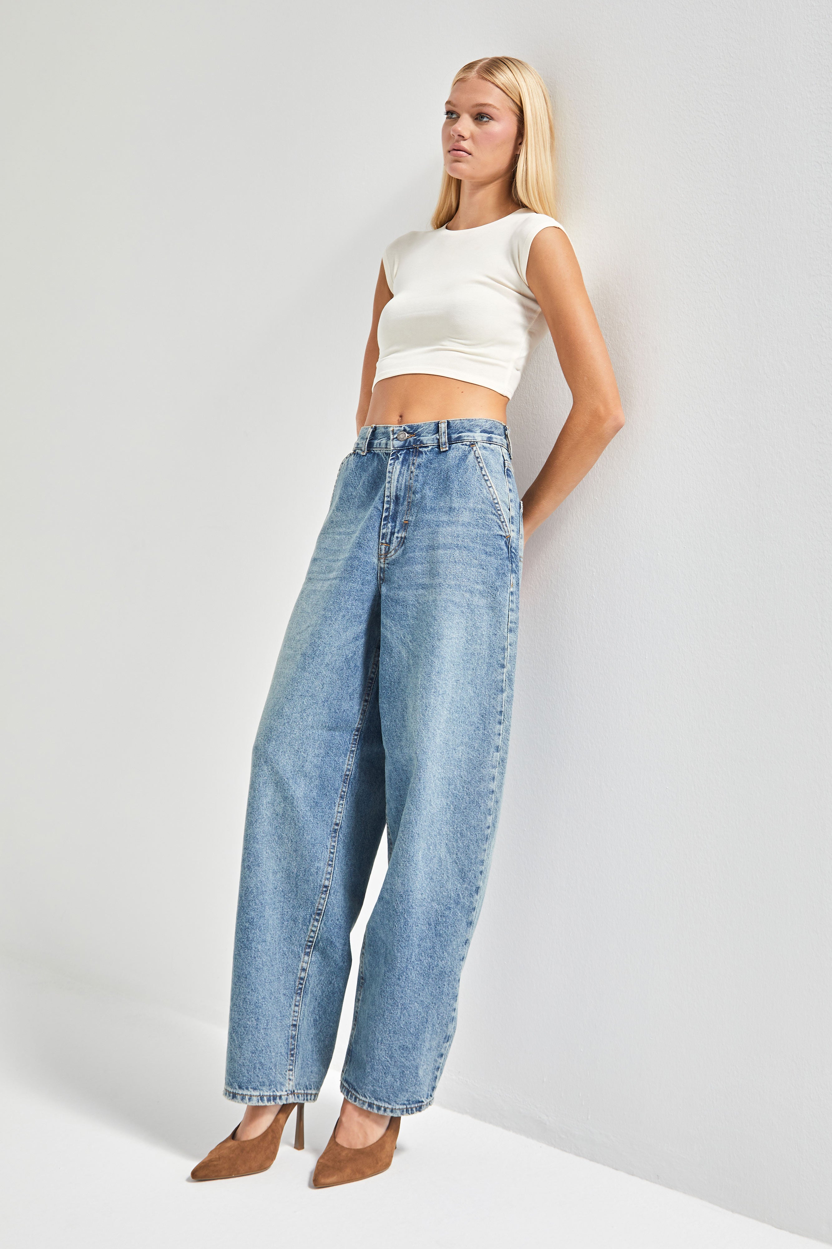 Kadın Tint Kot Rengi Juniper 17s5-31 Skater Fit Bol Kesim Denim Pantolon