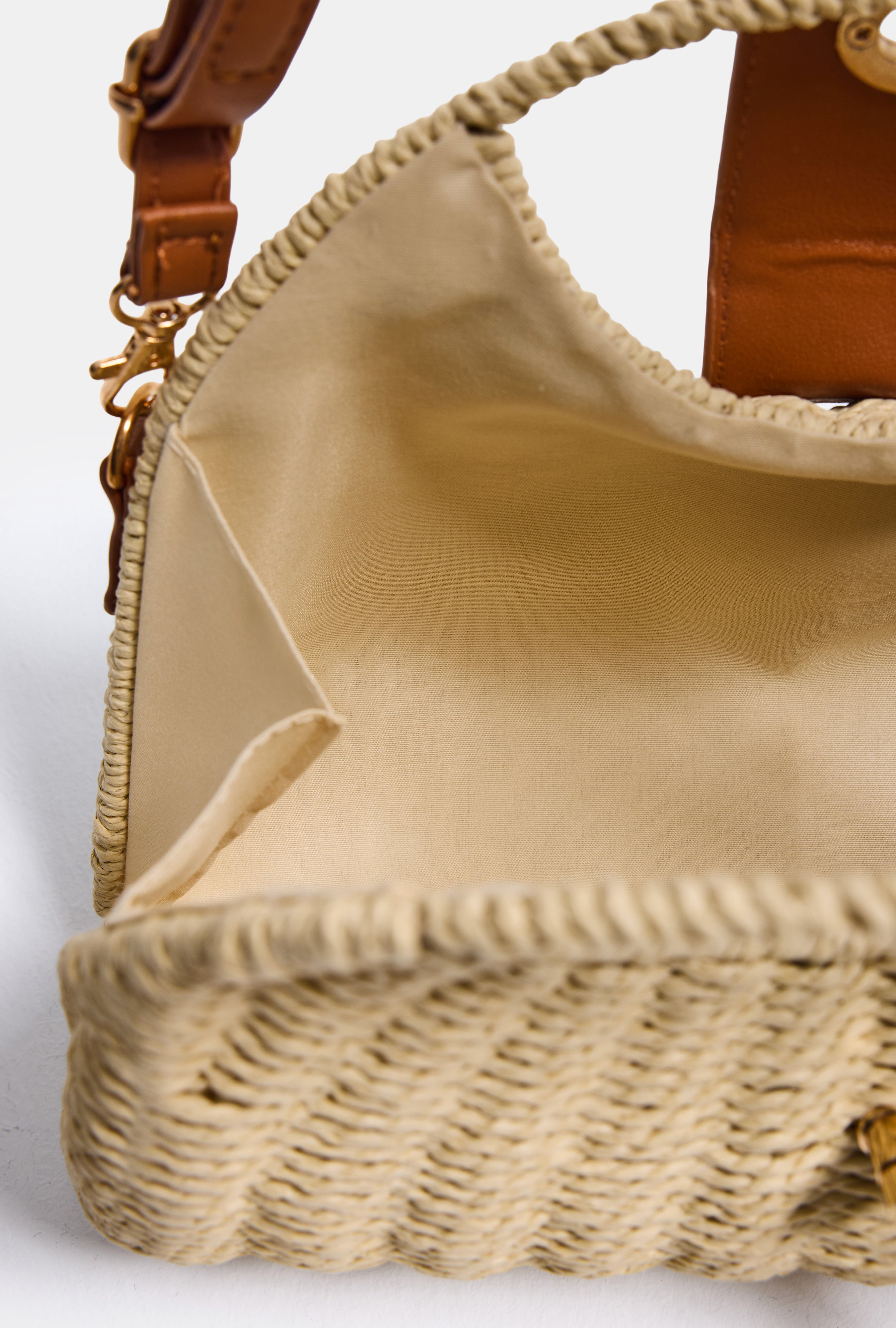 Women's Beige Specially Designed Paper Woven Shoulder and Hand Bag