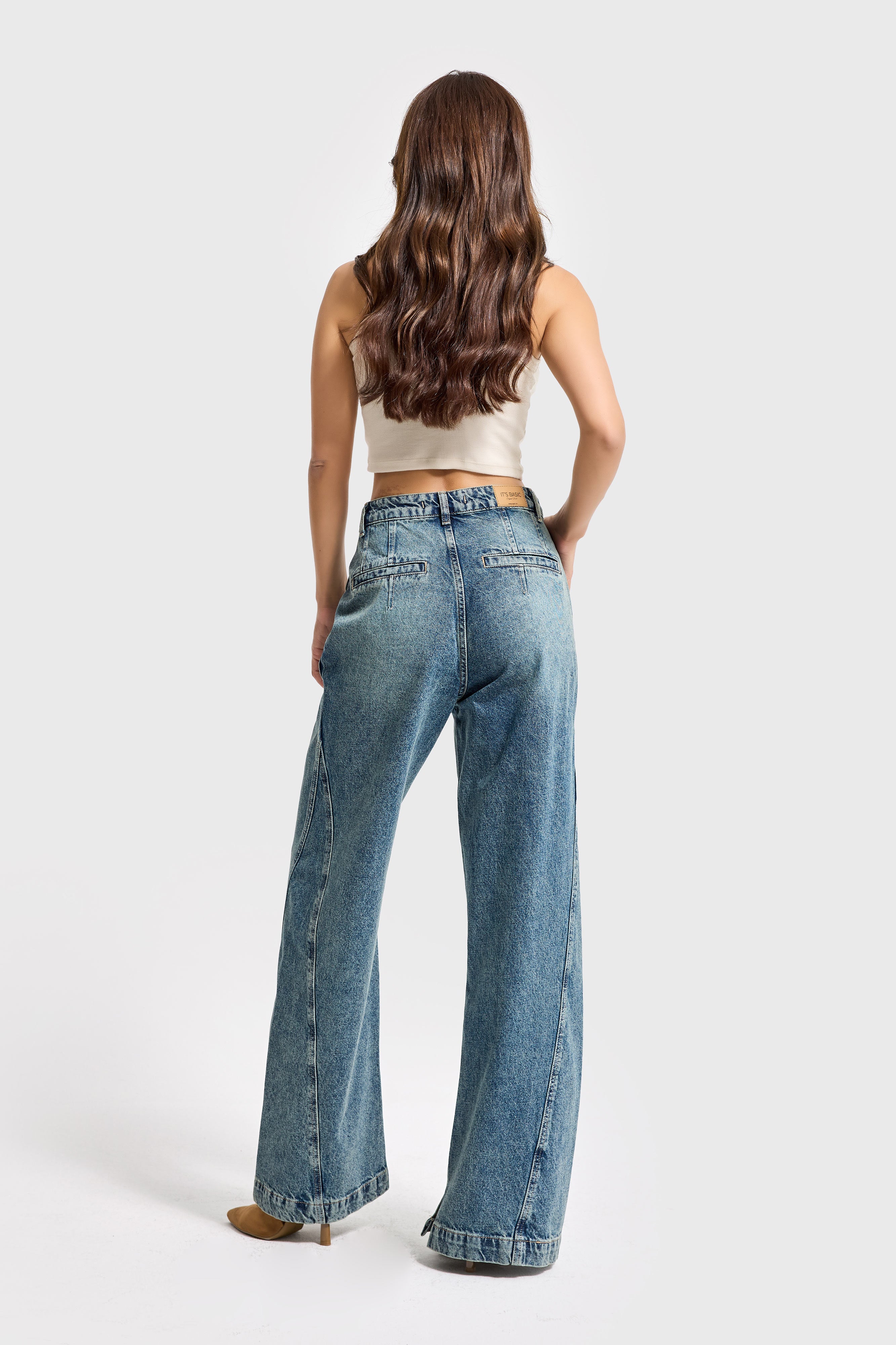 Kadın T.Kot Rengi 4w5-31 Barrel Fit Bol Kesim İç Boy 83cm %100 Koton Denim Jean