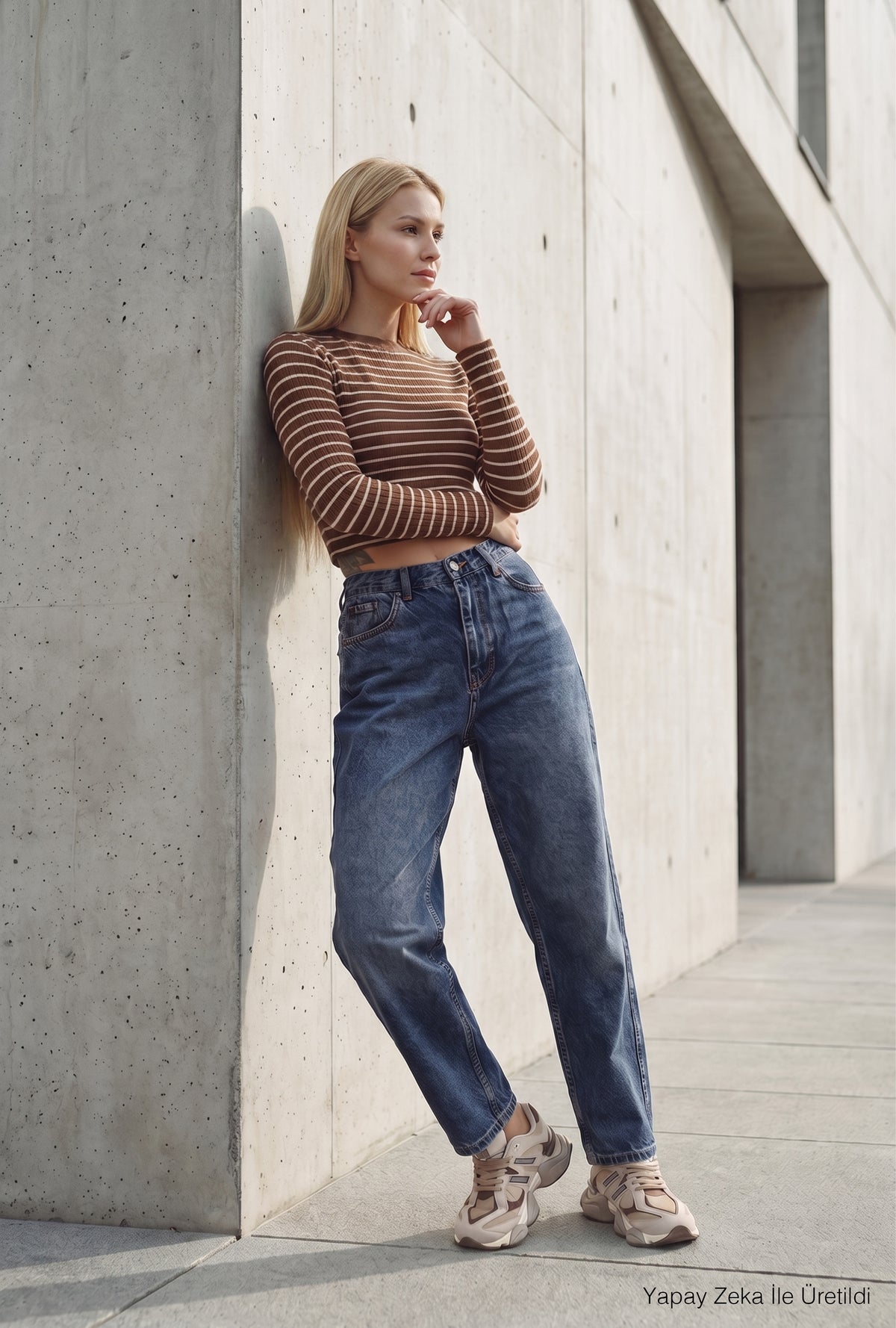 Kadın Koyu Mavi 2w5-5 Relaxed Fit Beli Lastikli Denim Jean