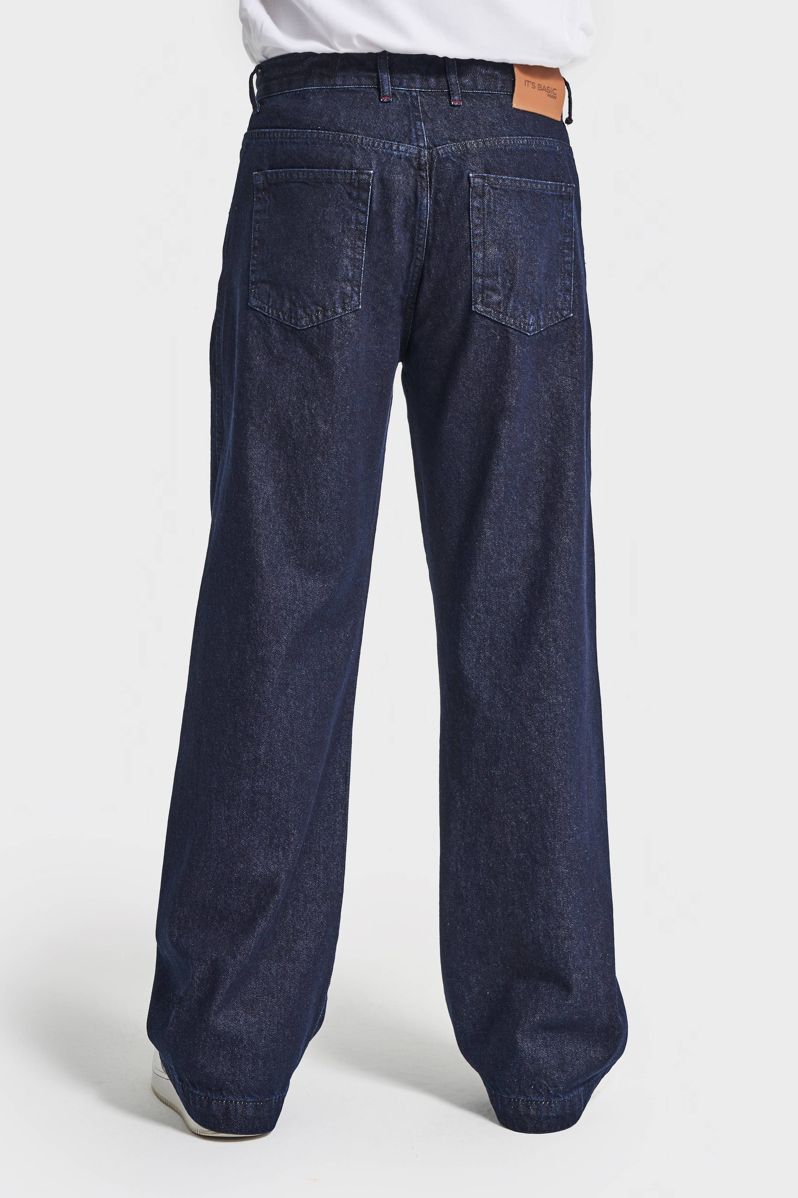 Erkek İndigo Renk NC17 7w5-50 Relaxed Baggy Fit Kemeri Bağcıklı İç Boy 79cm %100 Koton Denim Jean