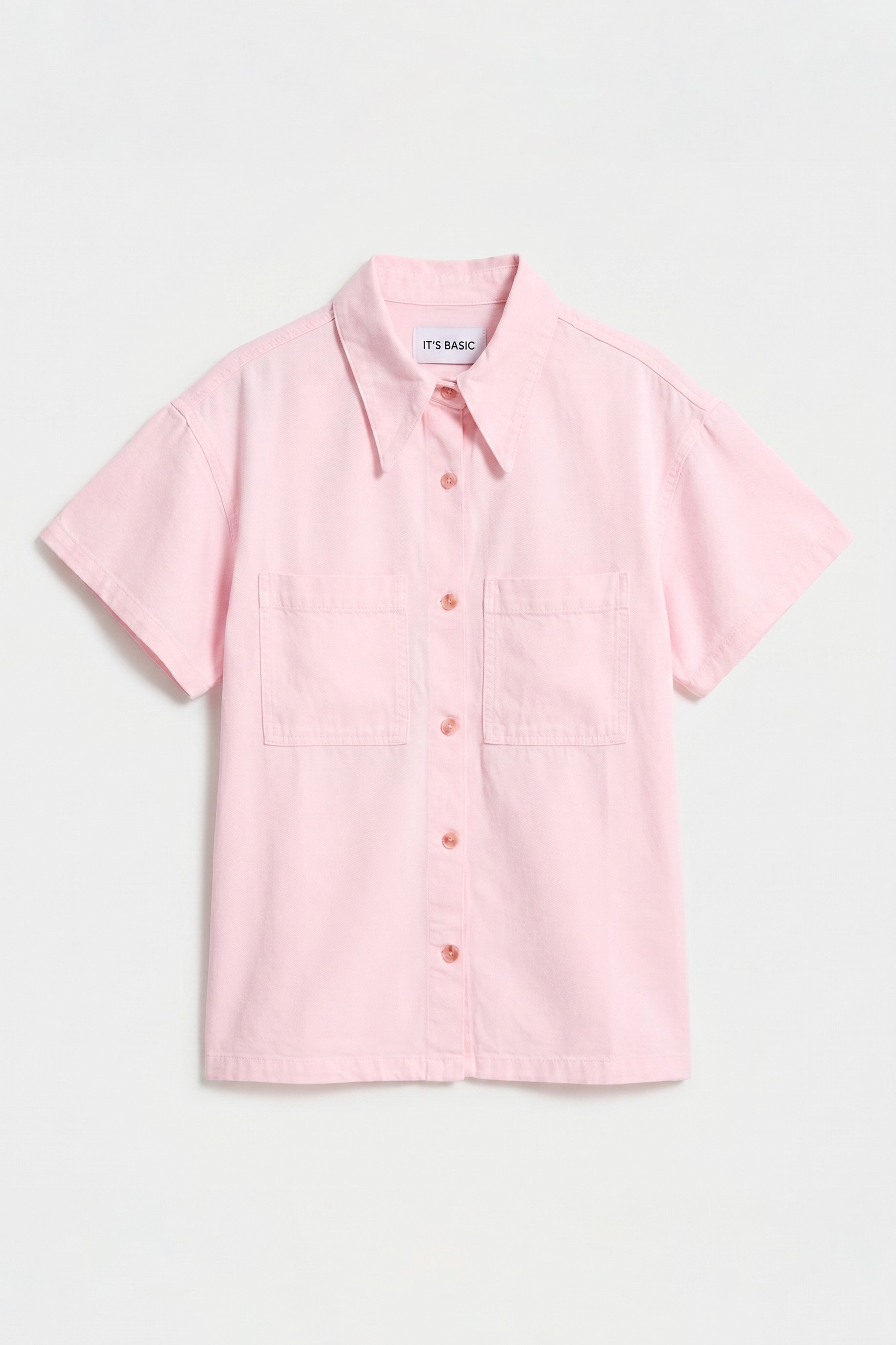 Kadın Light Pembe 6s6-98 Oversize %100 Koton Pamuk Denim Gömlek