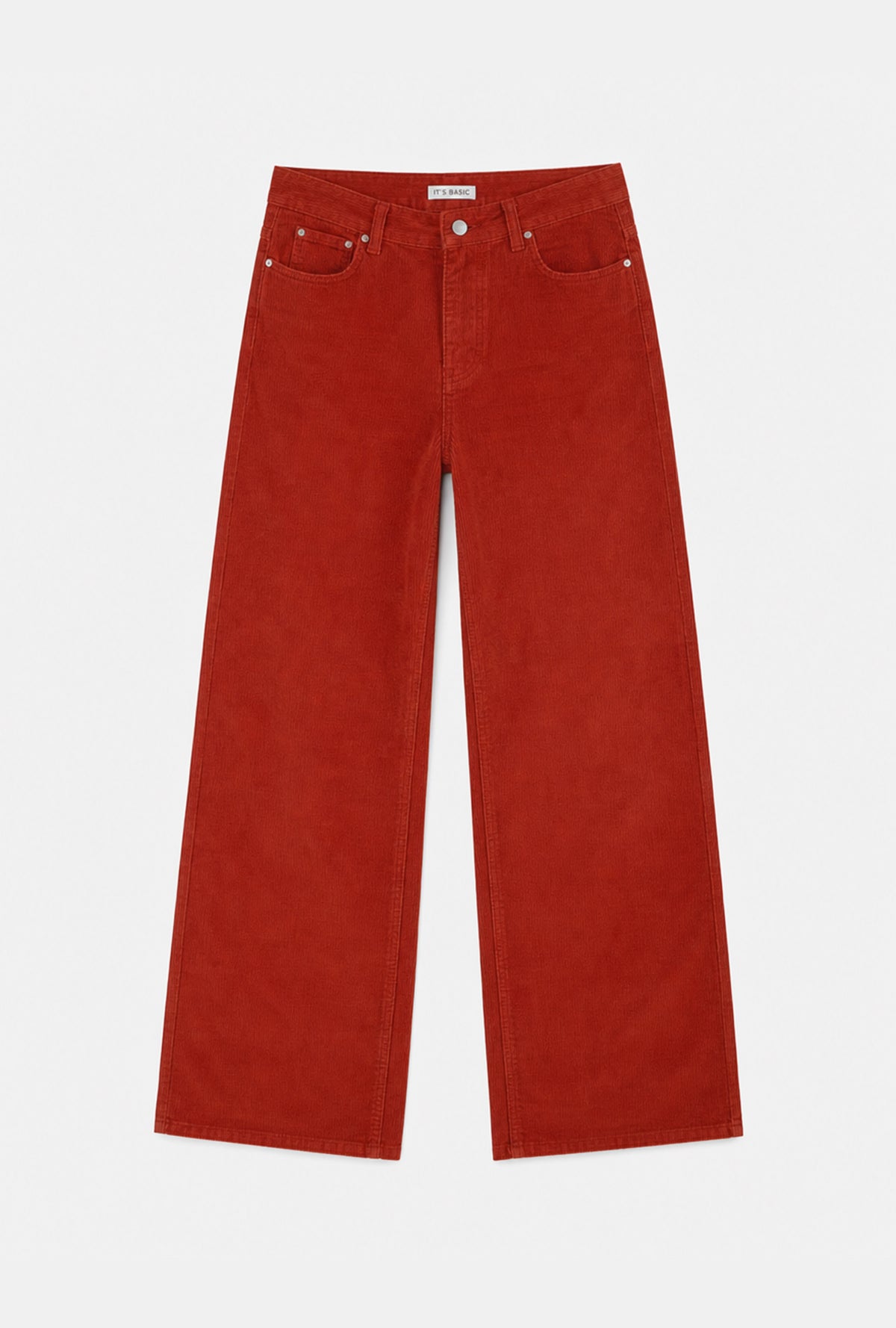 Kadın Kiremit Renk 26w5-104 İnce Fitilli Kadife Kumaş Straight Fit Pantolon