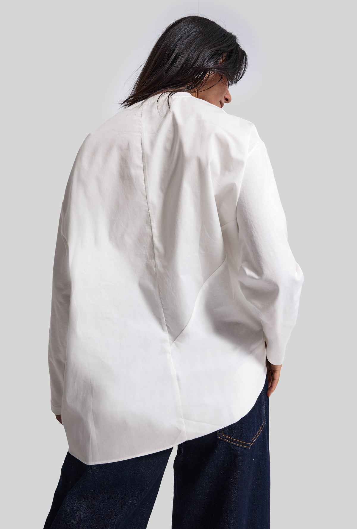 Kadın Beyaz w5 Oversize Çift Parça Tasarım Gömlek Sweatshirt