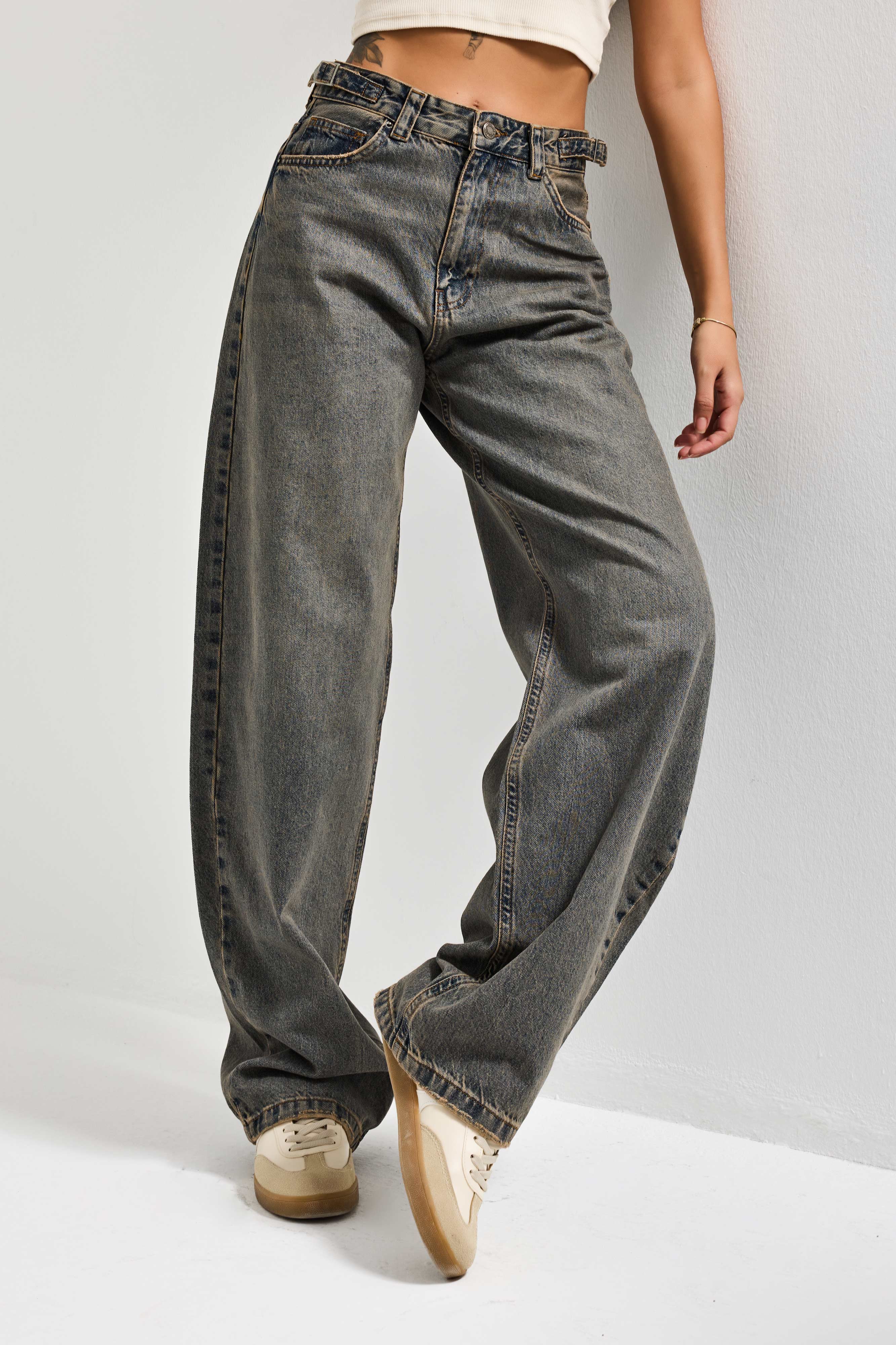 Kadın T.Kot Rengi Lotus 2w5-134 Baggy Fit İç Boy 83cm %100 Koton Denim Jean