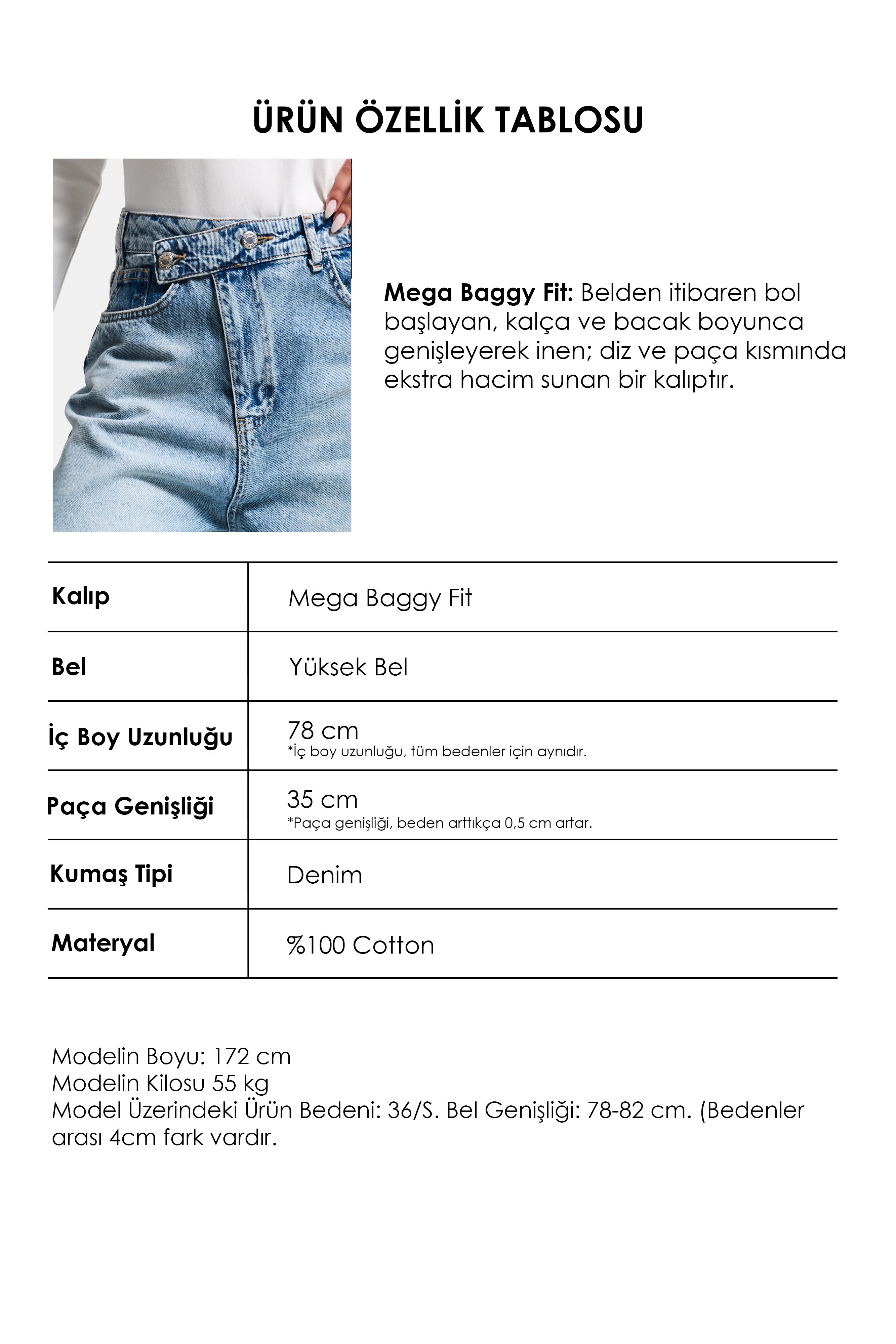 Women's Snow Washed 4S5-32 Mega Baggy Fit Loose Cut 100% Cotton Denim Jeans