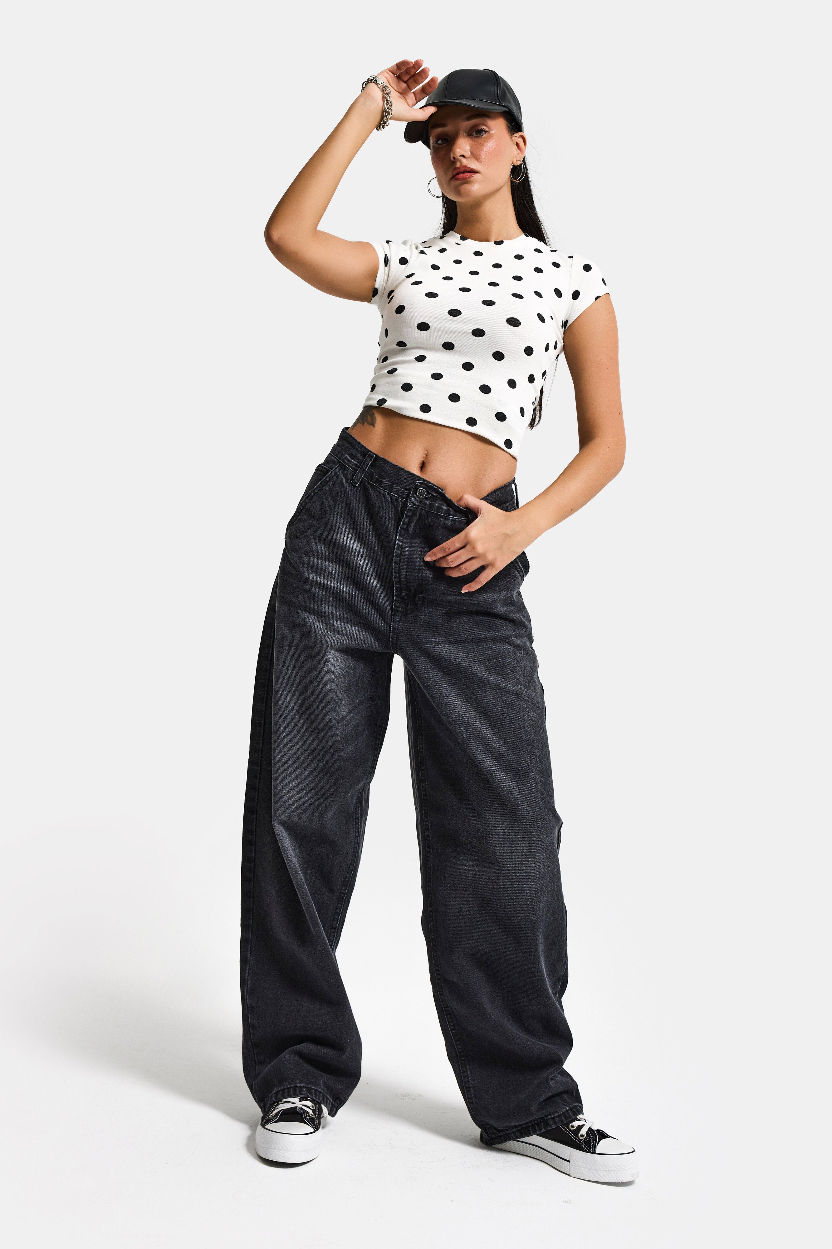 Women's Dark Smoke Color Skater Fit 100% Cotton Denim