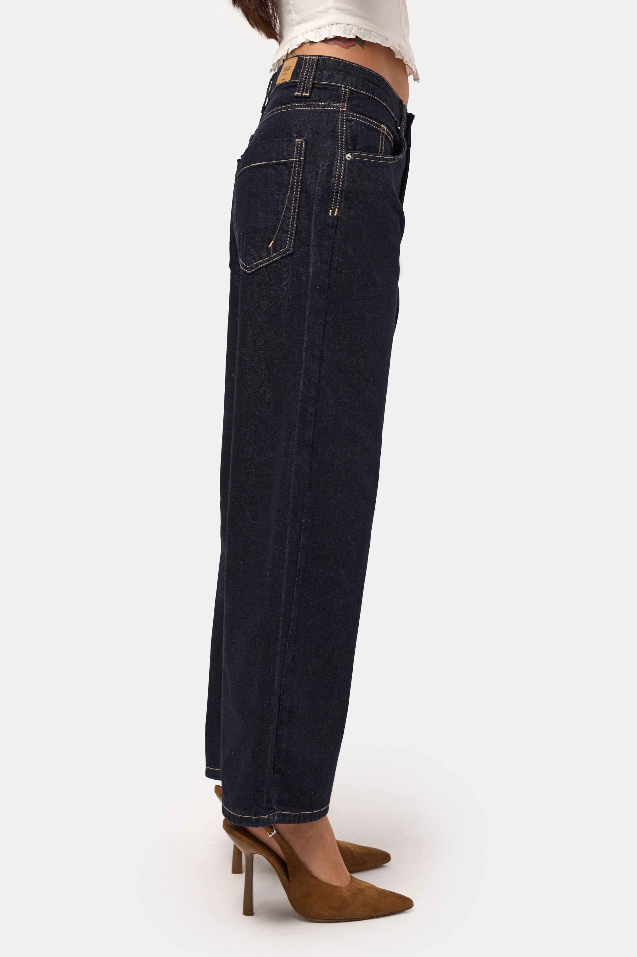 Kadın İndigo Selvedge 7s6-50 Baggy Low Rise Fit Tokyo %100 Koton Denim Jean
