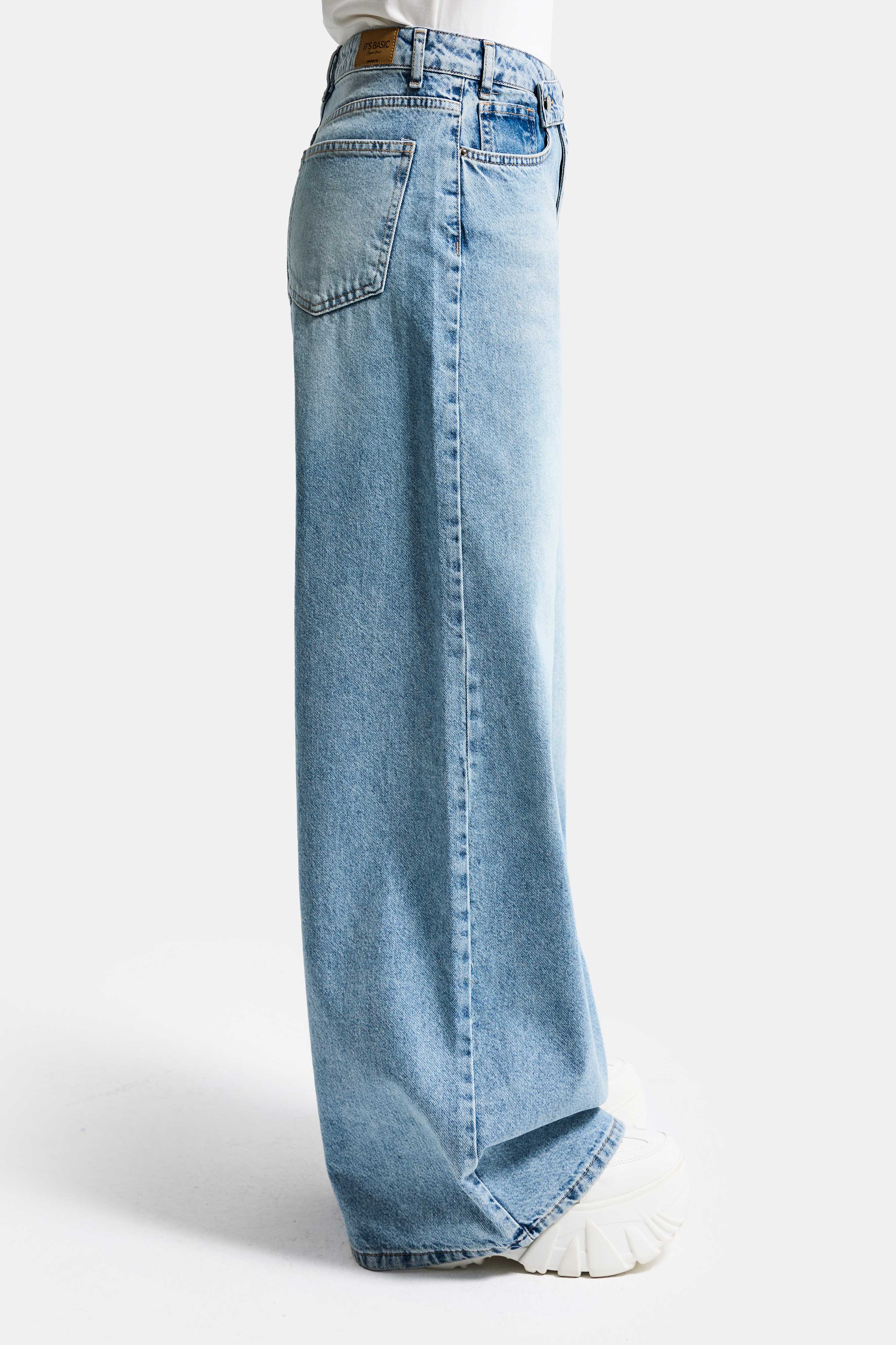 Women's Snow Washed 4S5-32 Mega Baggy Fit Loose Cut 100% Cotton Denim Jeans
