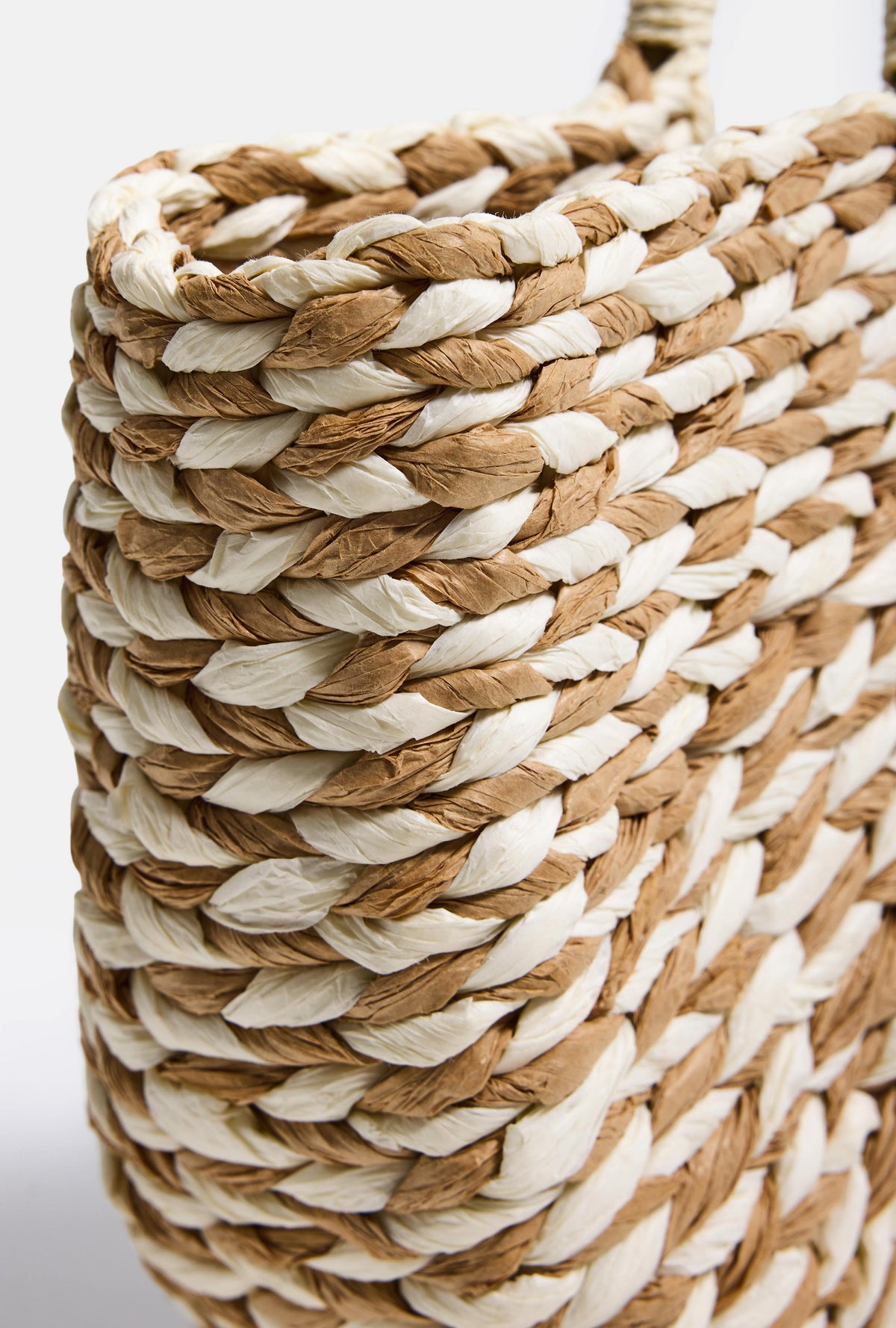 Beige Special Handmade Paper Woven Design Handbag