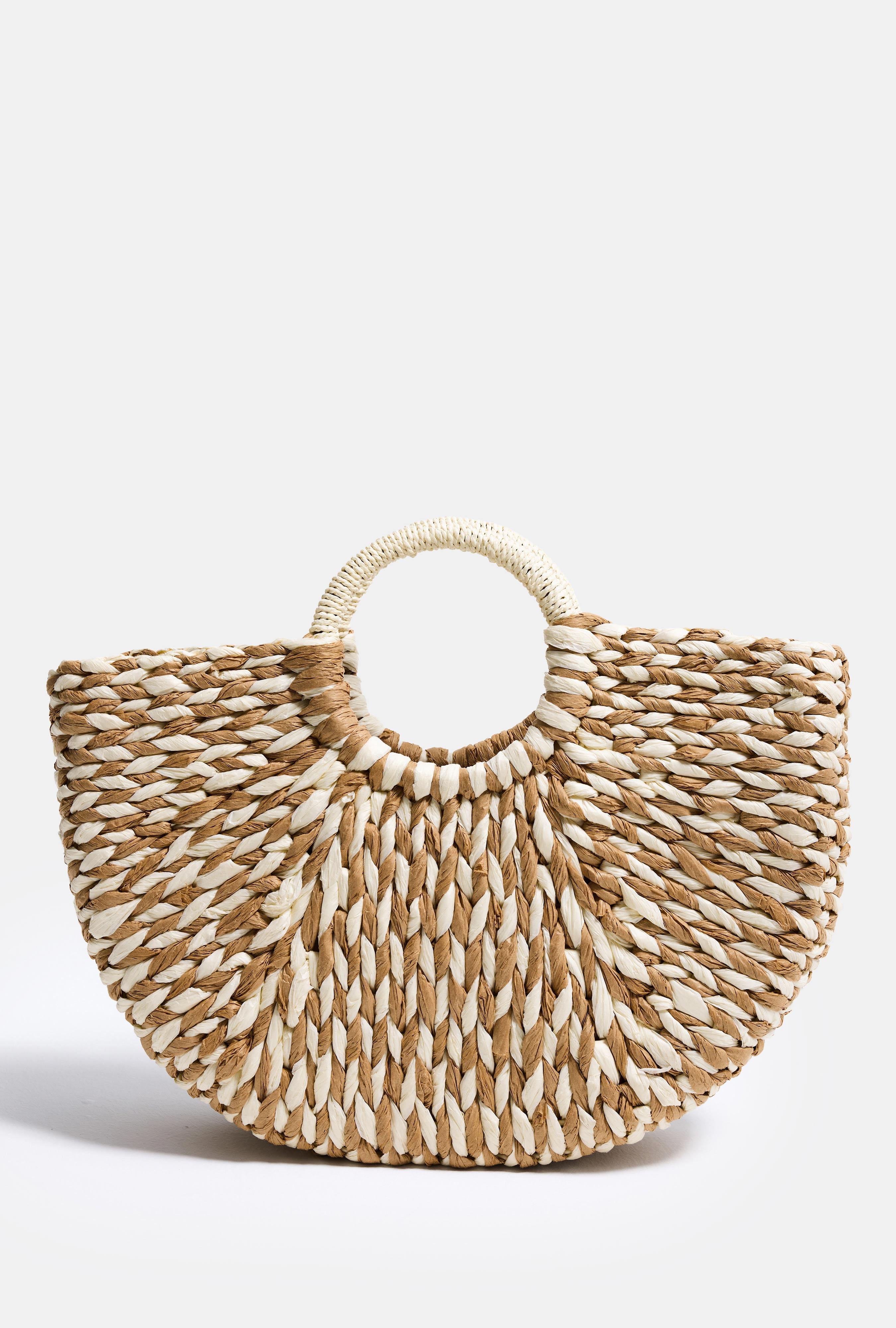 Beige Special Handmade Paper Woven Design Handbag