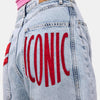 Women's Ice 3s6-3 Mega Baggy Fit Denim Shorts with Hem and Pocket Details, Custom Design