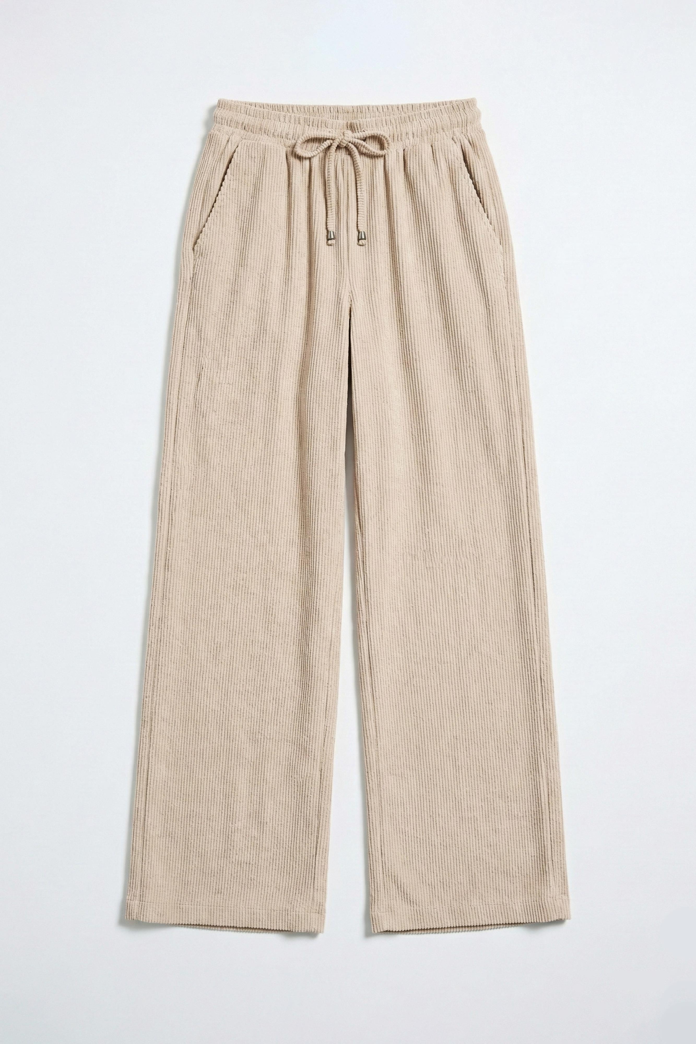 Kadın Taş Renk Palazzo Fit Fitilli Kadife Kumaş Yürüyüş Pantolonu