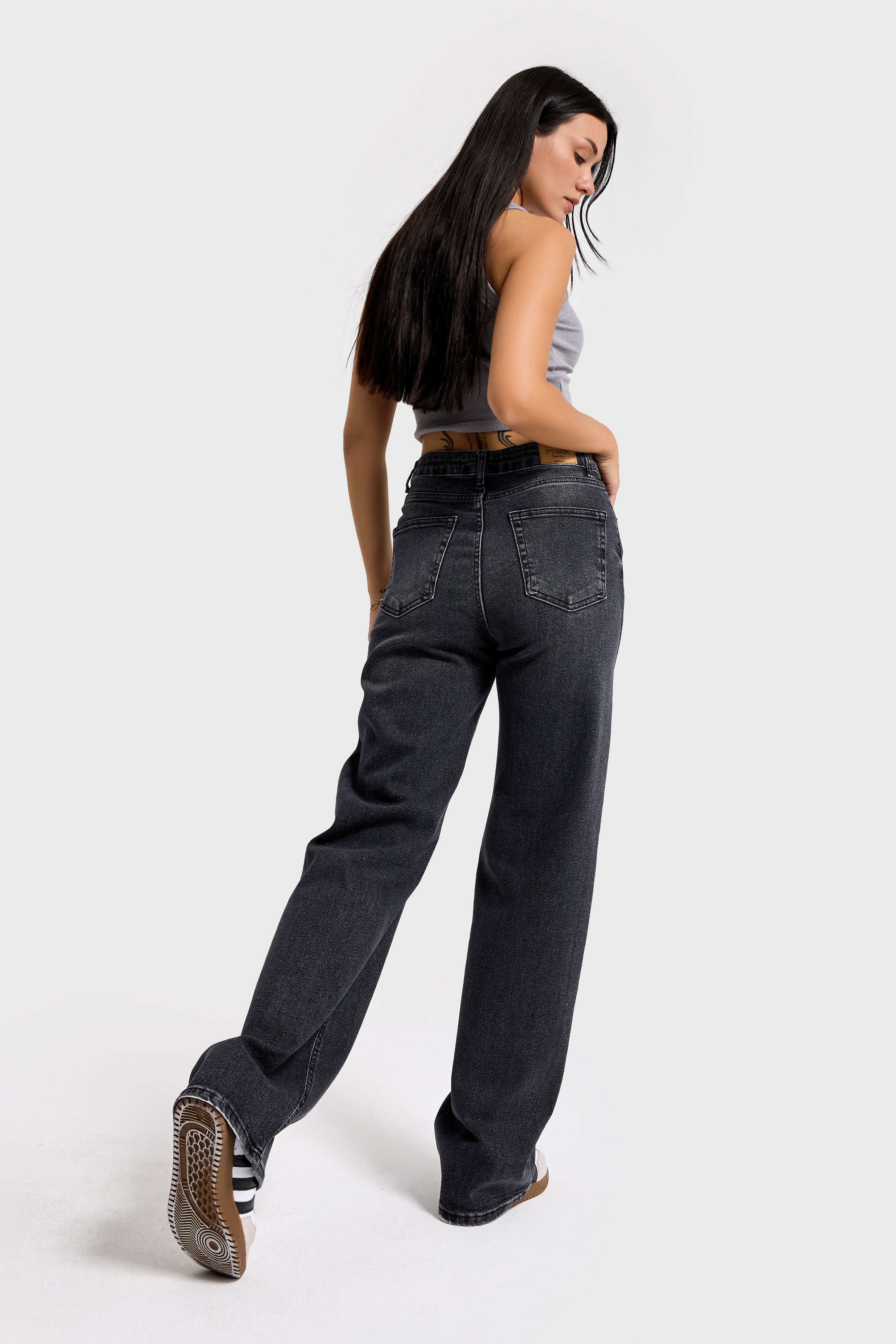 Kadın Füme Renk 2s6-1 Straight Fit Yüksek Bel Esnek Elastan Kumaş Denim Jean