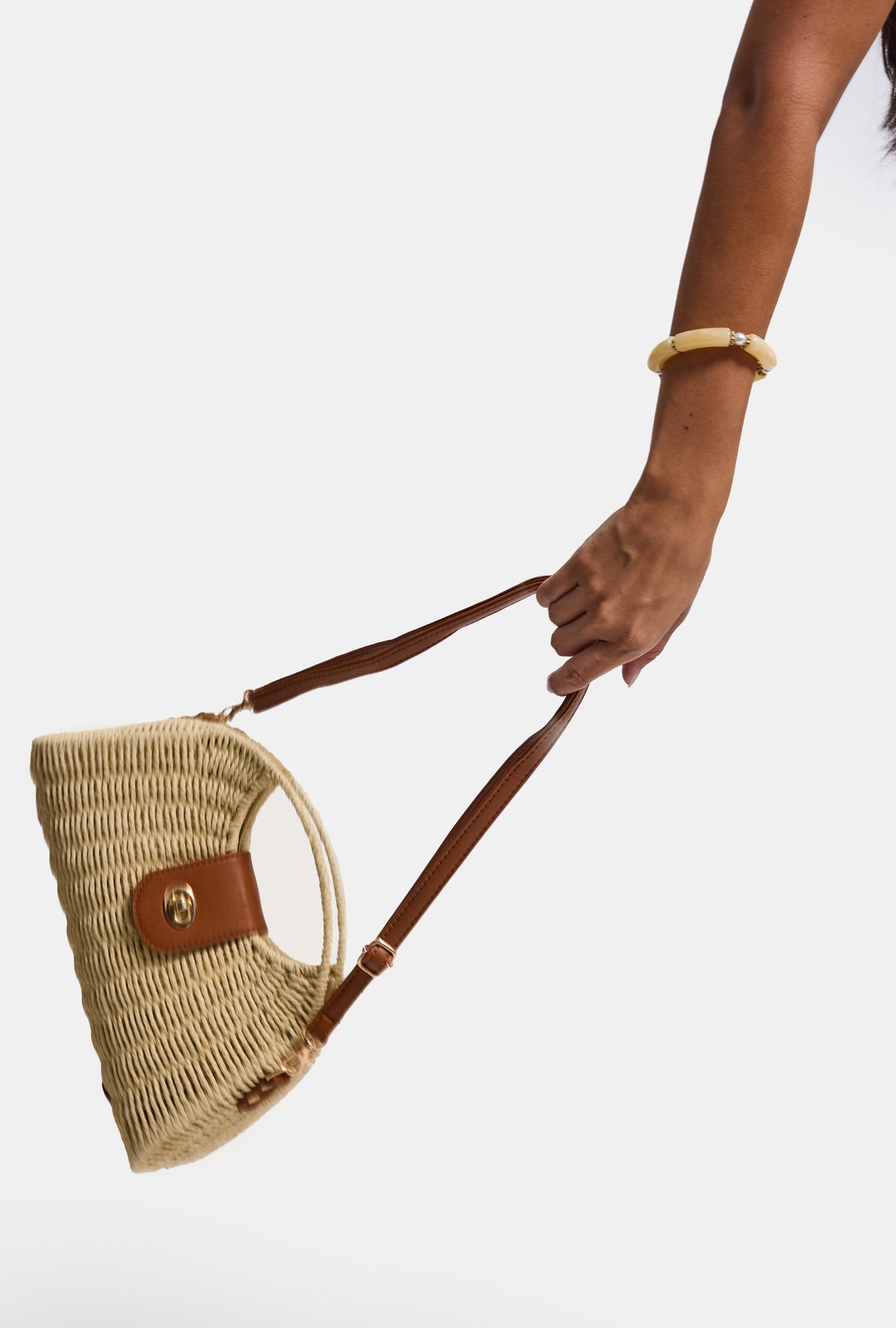 Women's Beige Specially Designed Paper Woven Shoulder and Hand Bag