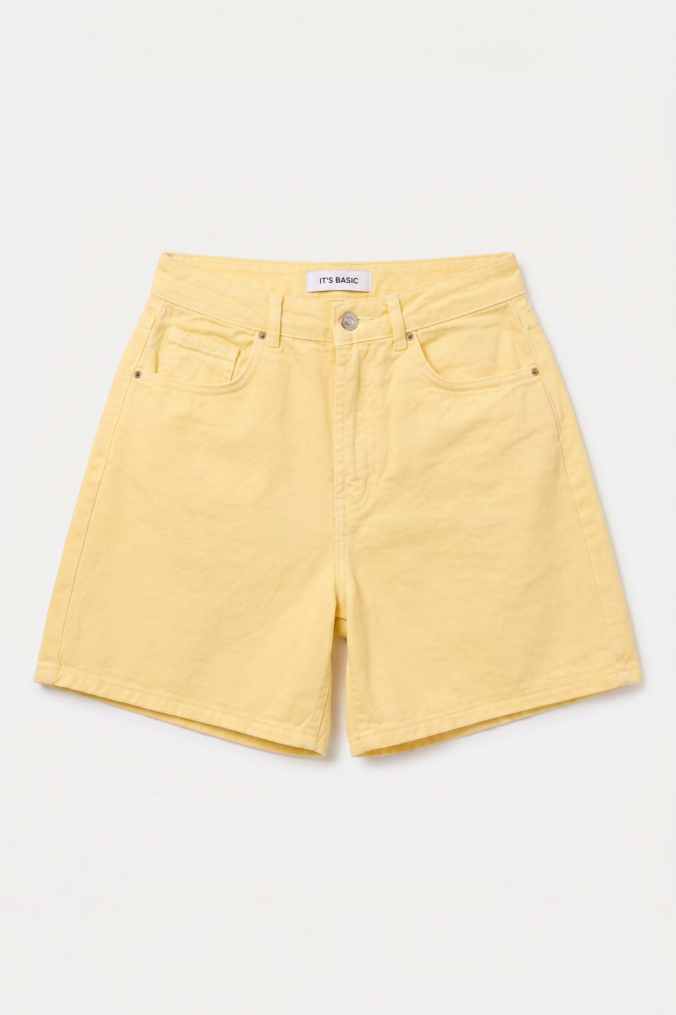 Women's Light Yellow Relaxed Mom Fit Denim Shorts | Summer Fashion