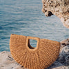 Women's Beige Custom Design Paper Woven Handbag
