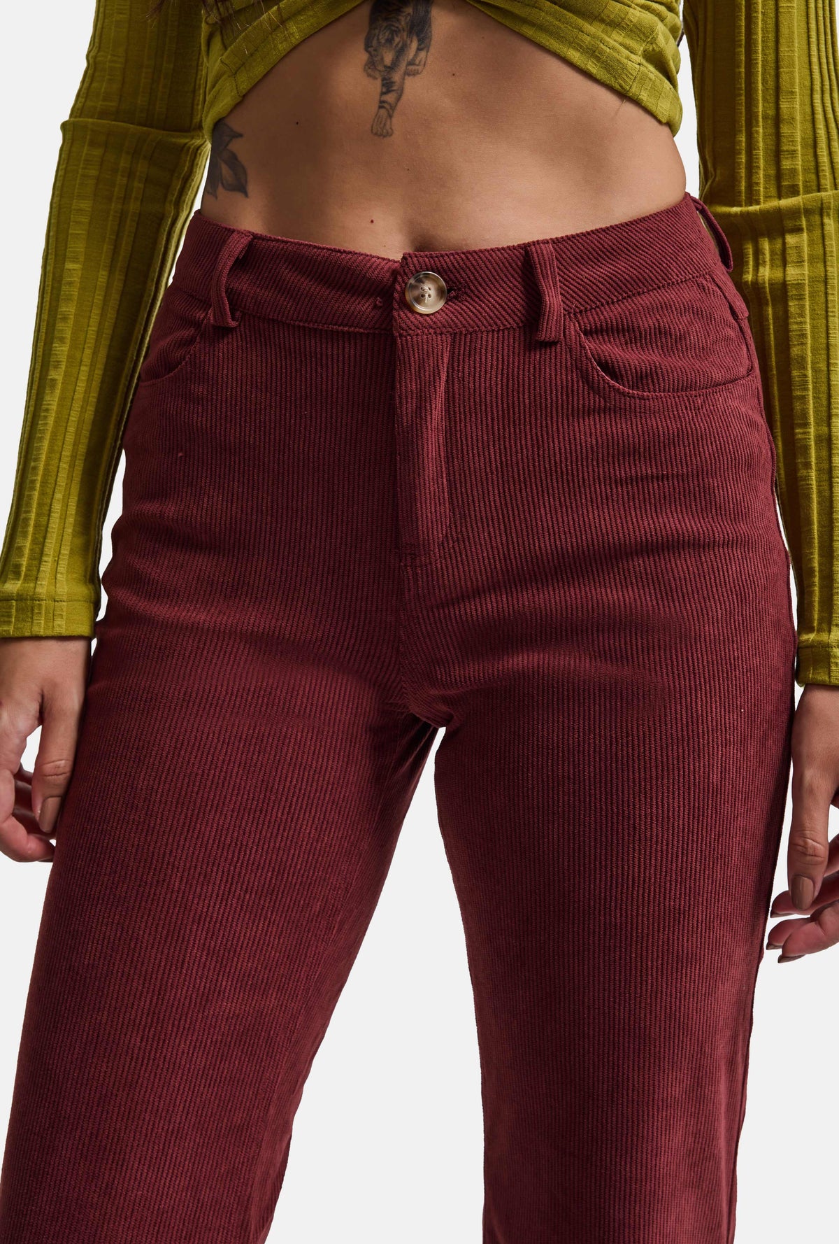 Kadın Bordo Flare Fit Velvet Kadife Kumaş Pantolon