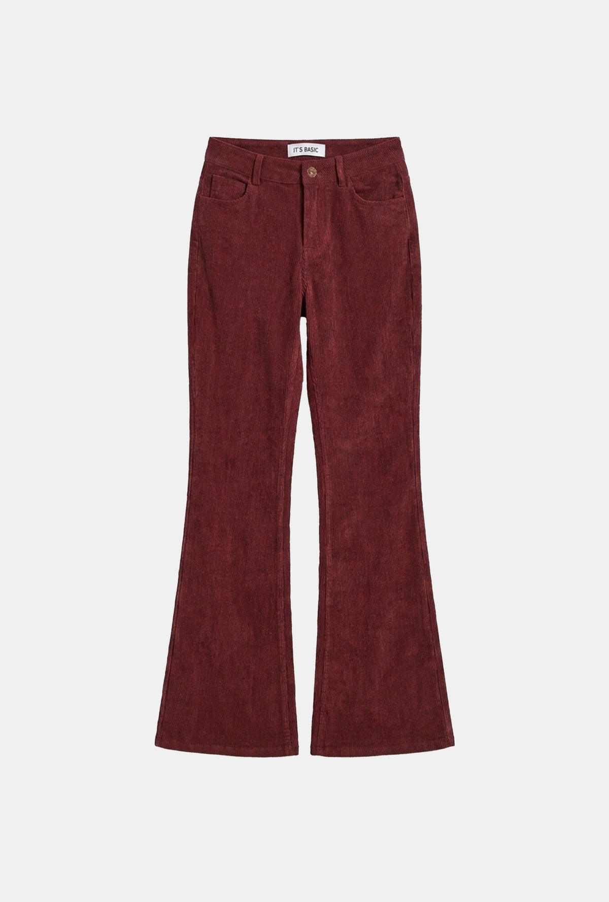 Kadın Bordo Flare Fit Velvet Kadife Kumaş Pantolon