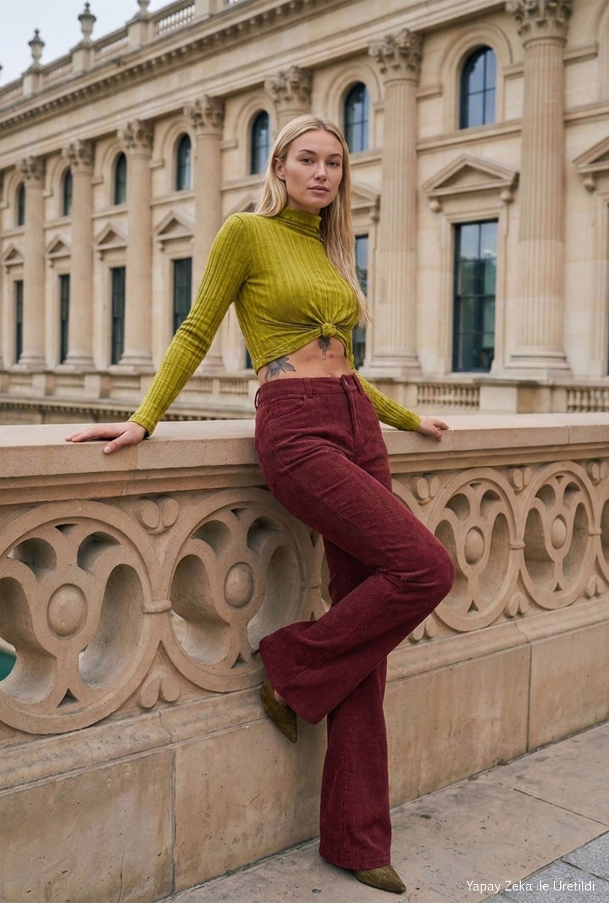 Kadın Bordo Flare Fit Velvet Kadife Kumaş Pantolon