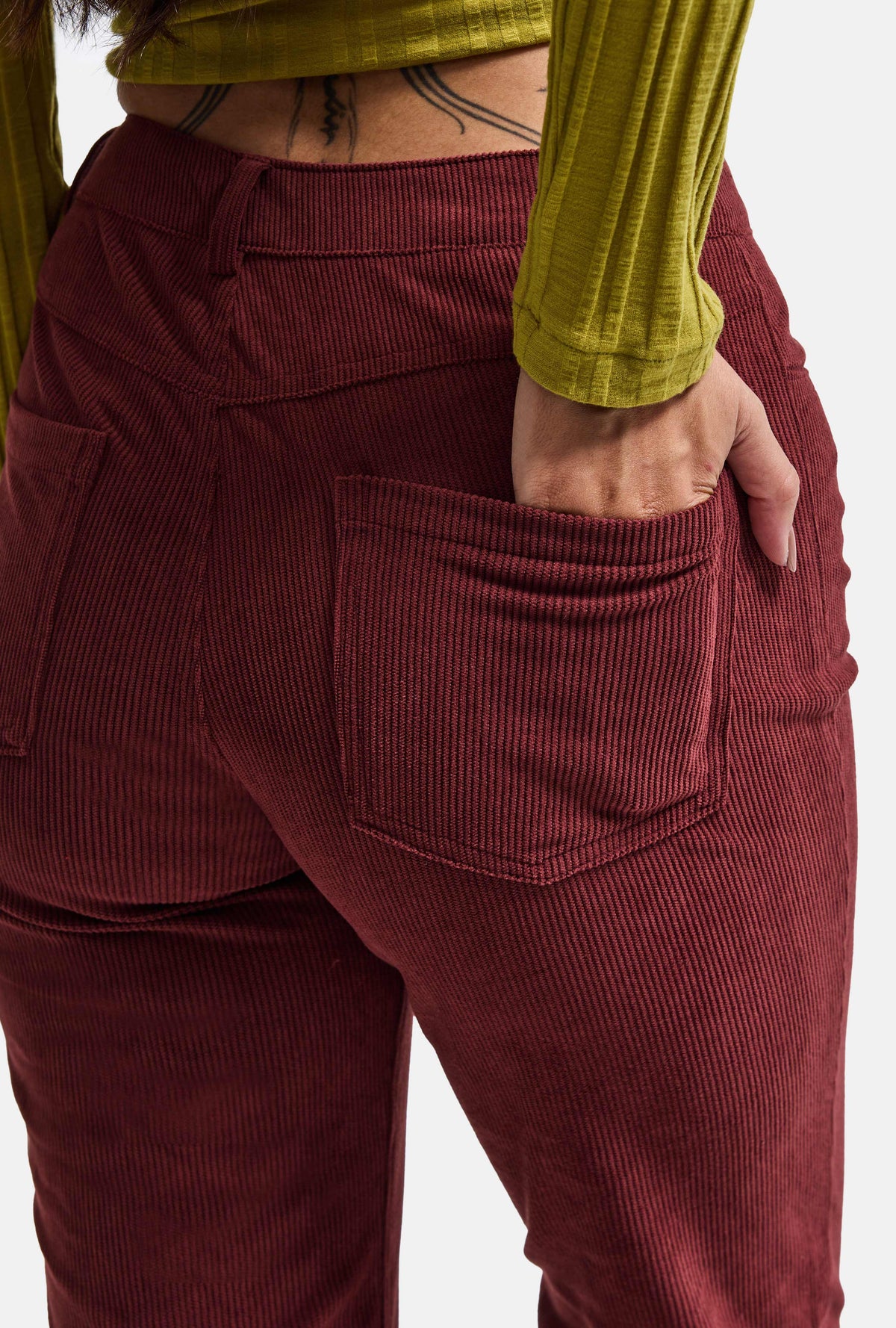 Kadın Bordo Flare Fit Velvet Kadife Kumaş Pantolon