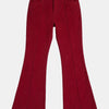Kadın Bordo Flare Fit Pürüzsüz Dokulu Esnek Velvet Kadife Kumaş Pantolon