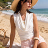 Women's White Two-Piece Custom Design Blouse