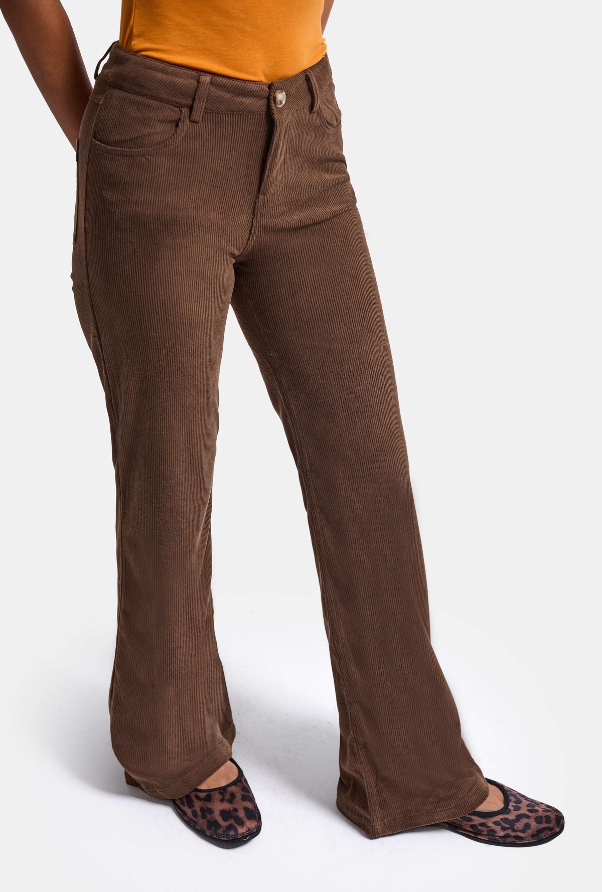 Kadın Kahve Flare Fit Velvet Kadife Kumaş Pantolon