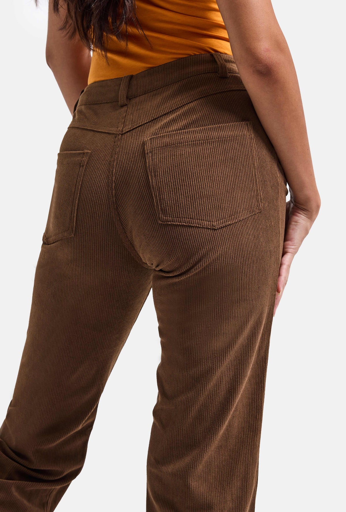 Kadın Kahve Flare Fit Velvet Kadife Kumaş Pantolon