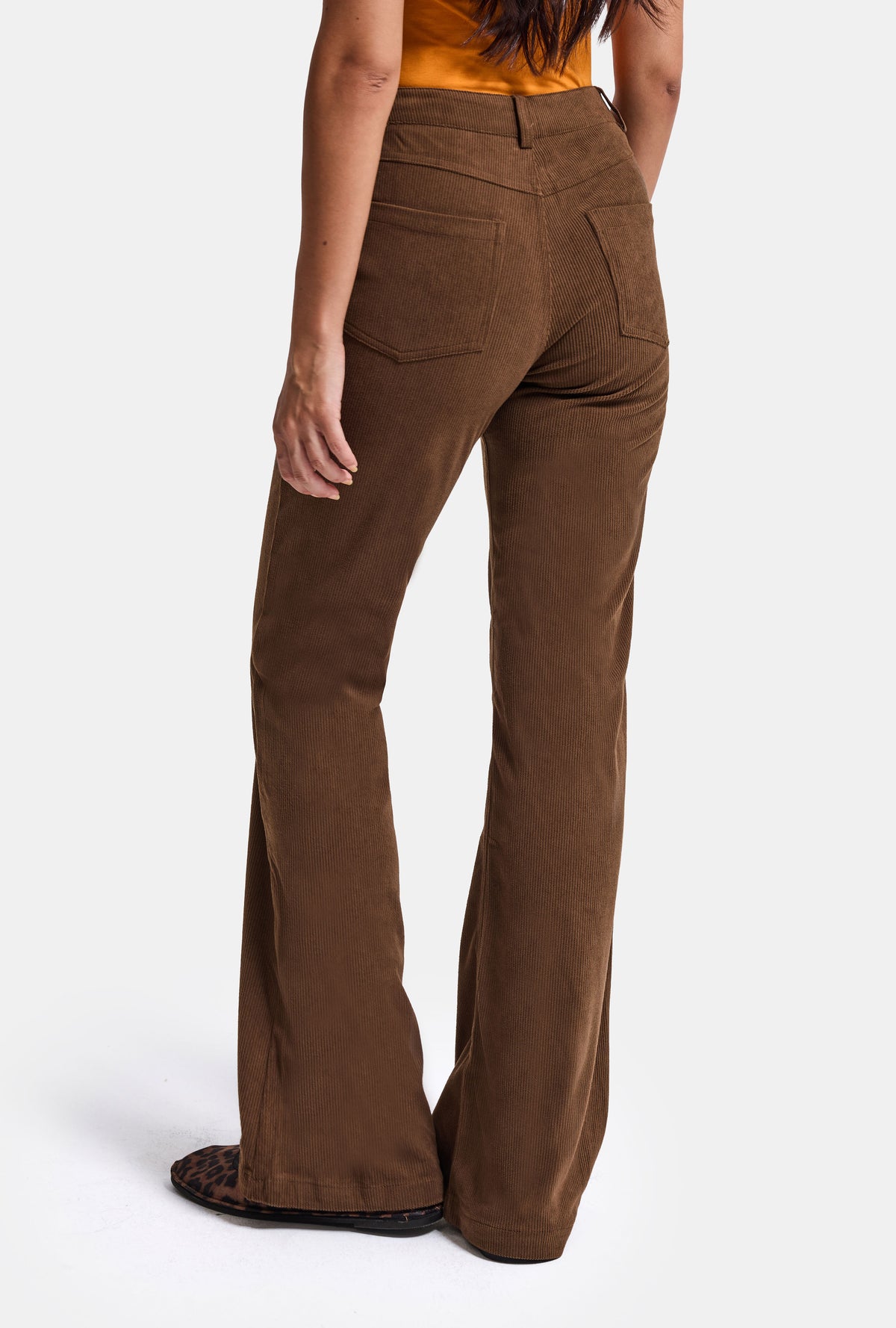 Kadın Kahve Flare Fit Velvet Kadife Kumaş Pantolon