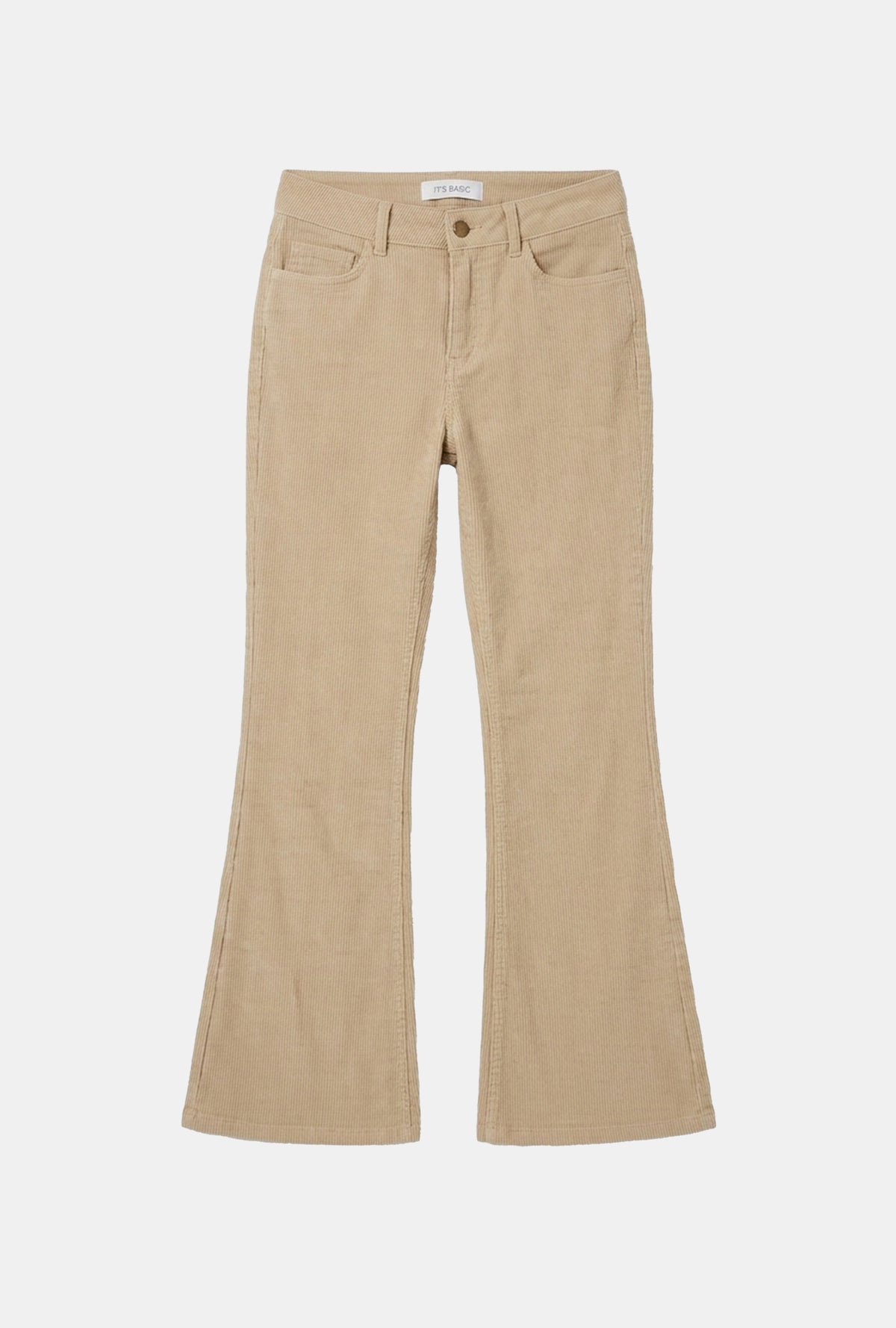 Kadın Bej Flare Fit Velvet Kadife Kumaş Pantolon