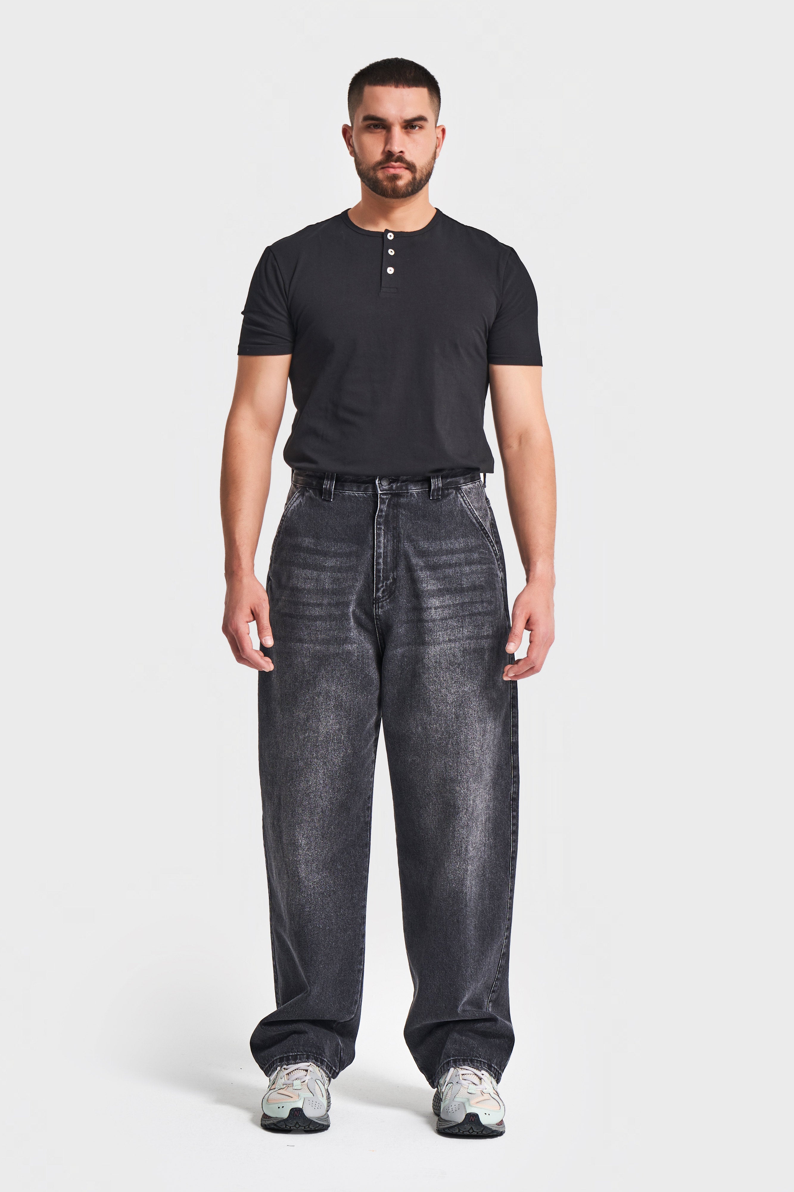 Erkek Füme Rengi 2w5-1 Skater Fit Bol Kesim %100 Koton Denim Jean