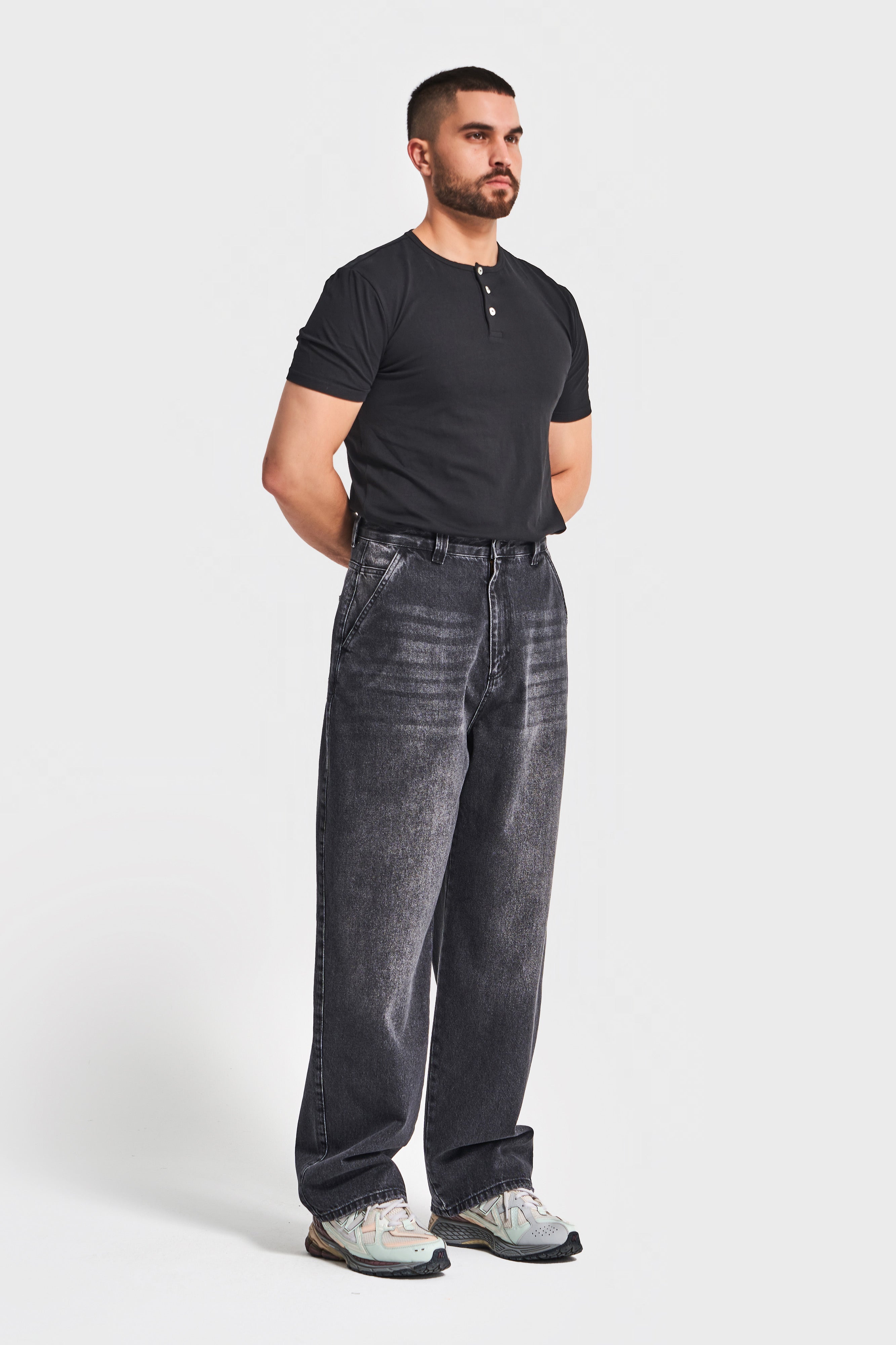 Erkek Füme Rengi 2w5-1 Skater Fit Bol Kesim %100 Koton Denim Jean