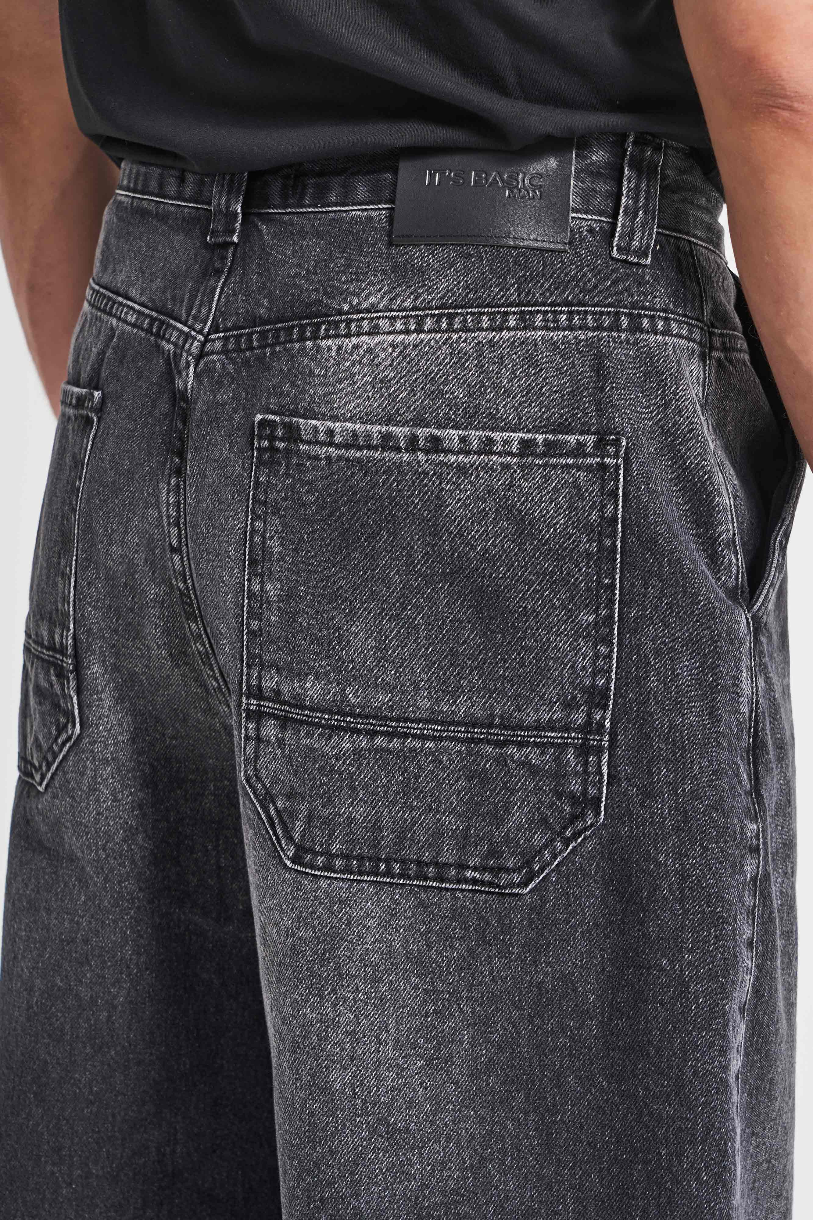 Erkek Füme Rengi 2w5-1 Skater Fit Bol Kesim %100 Koton Denim Jean