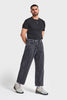 Erkek Füme Renk 3w5-14 Loose Baggy Fit Bol Kesim Cep Nakış Detaylı Denim Jean