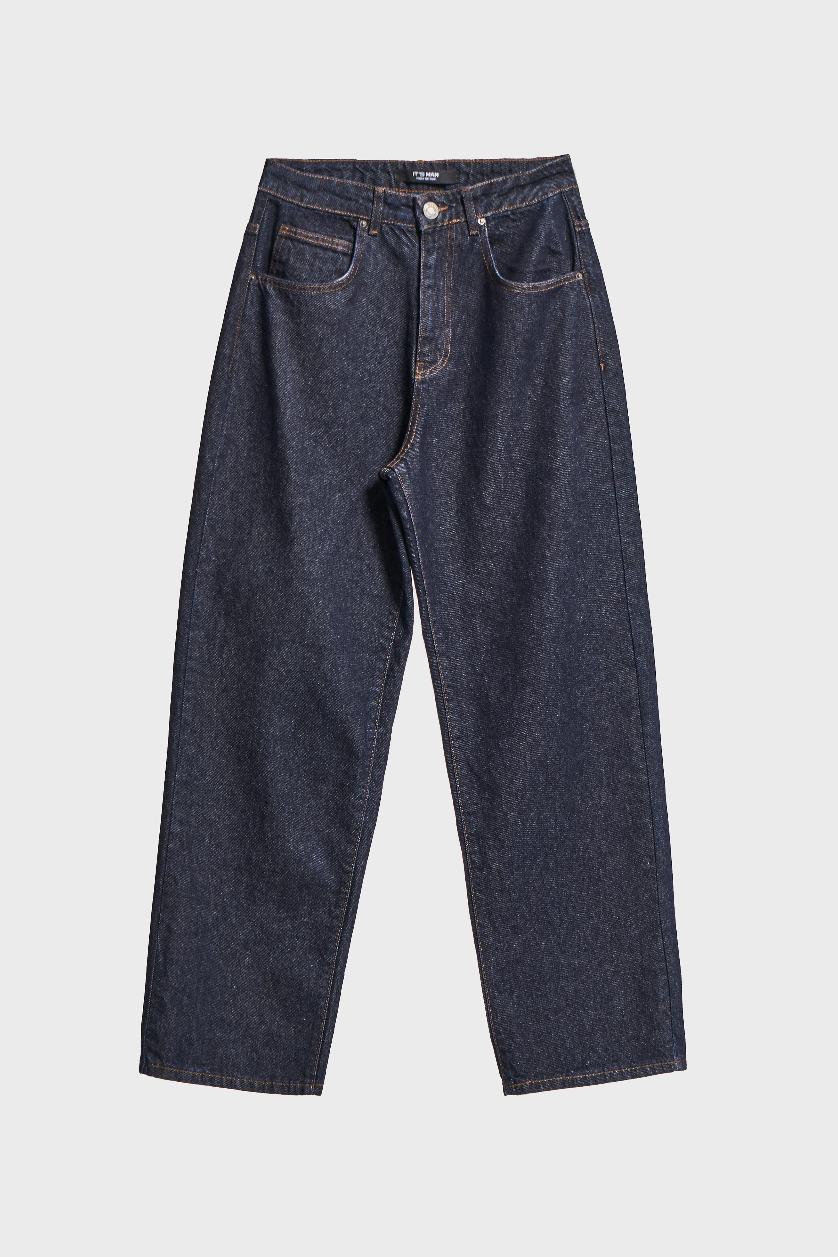 Erkek İndigo Renk 7w5-50 TT25 Relaxed Baggy Fit İç Boy 80cm Rahat Kesim %100 Koton Denim Jean