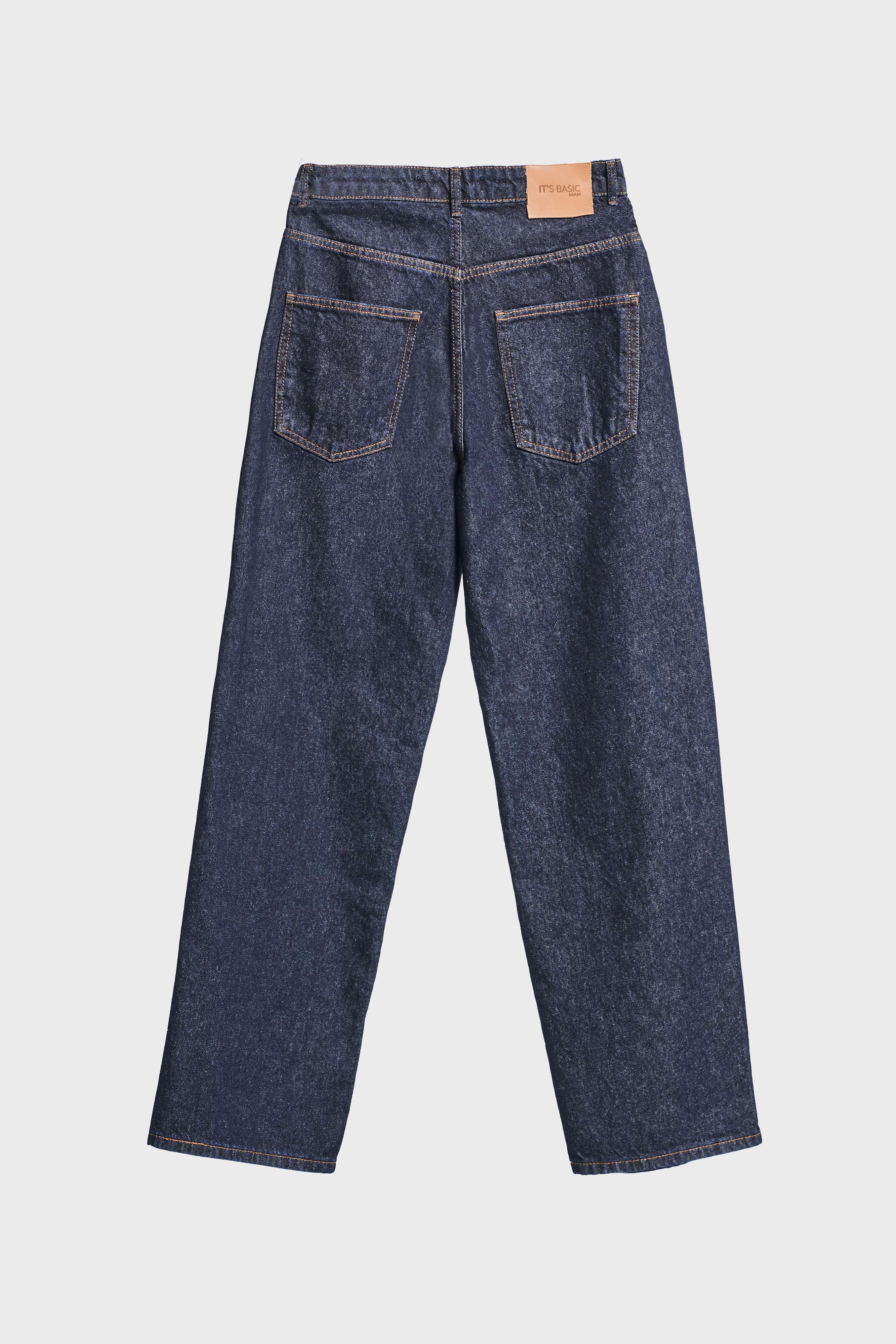 Erkek İndigo Renk 7w5-50 TT25 Relaxed Baggy Fit İç Boy 80cm Rahat Kesim %100 Koton Denim Jean