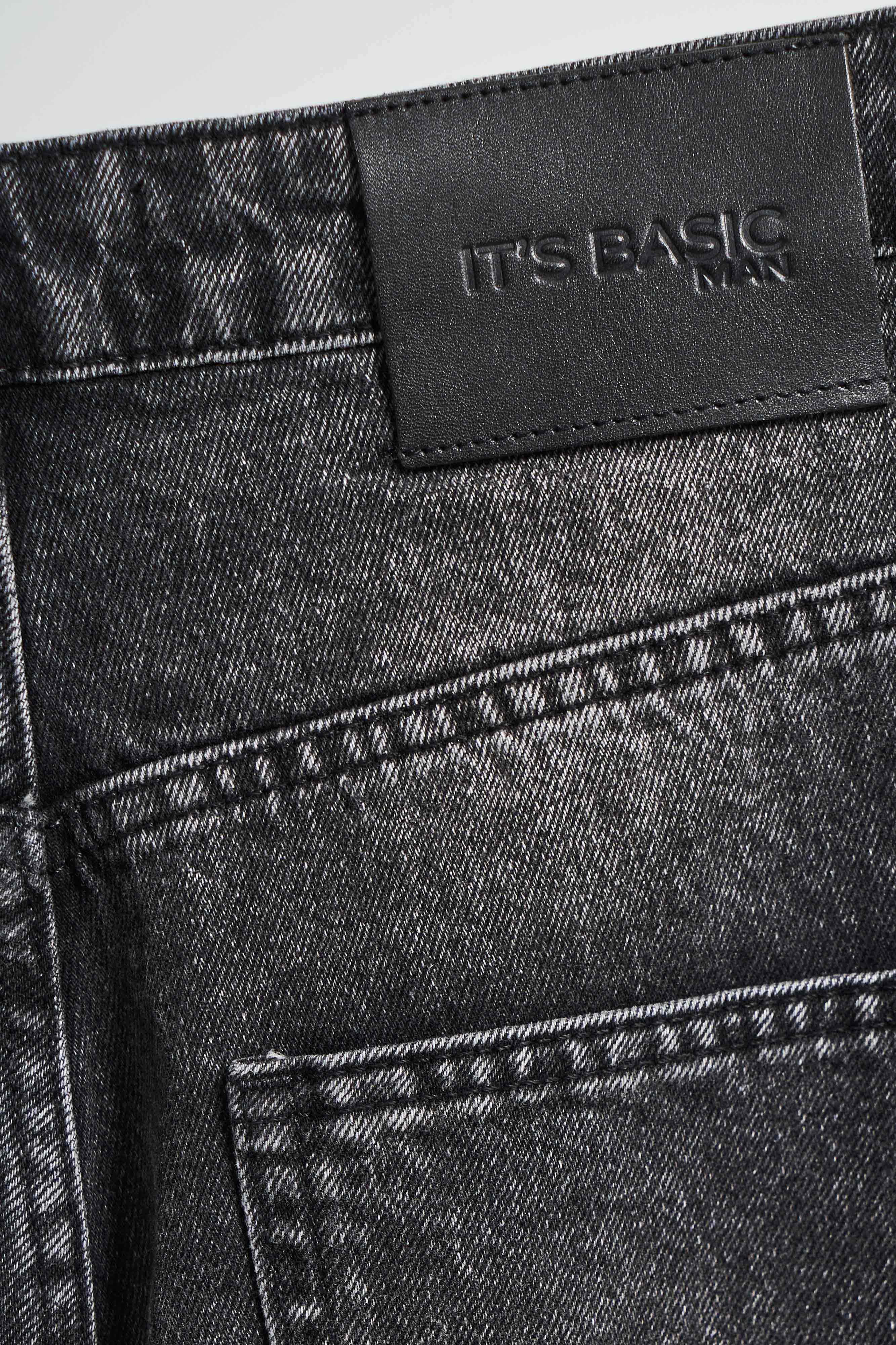 Erkek Koyu Füme Renk 4w5-14 TT25 Relaxed Baggy Fit İç Boy 80cm Rahat Kesim %100 Koton Denim Jean