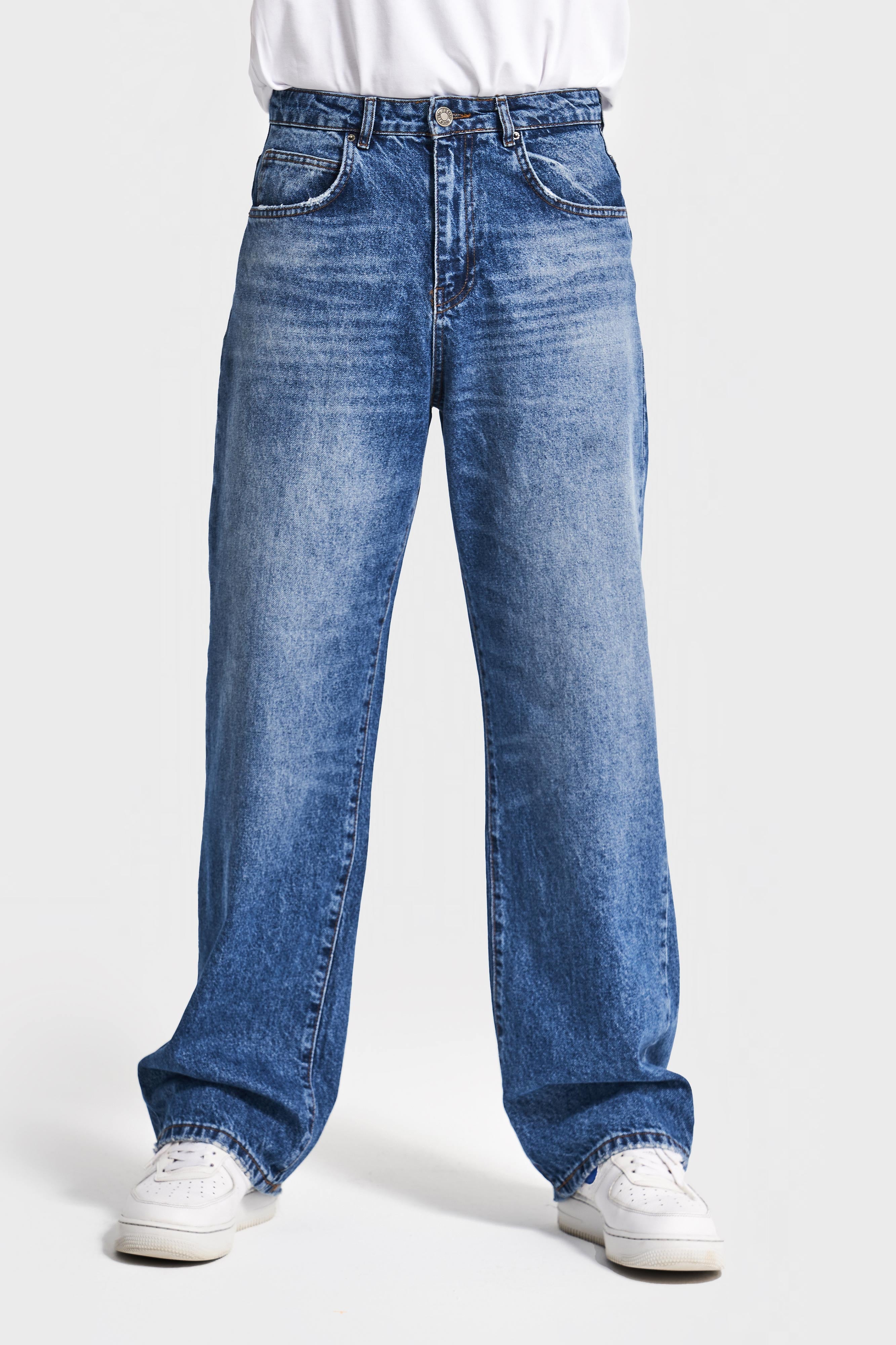 Erkek Mavi Kot Rengi 4w5-5 TT25 Relaxed Baggy Fit İç Boy 80cm Rahat Kesim %100 Koton Denim Jean