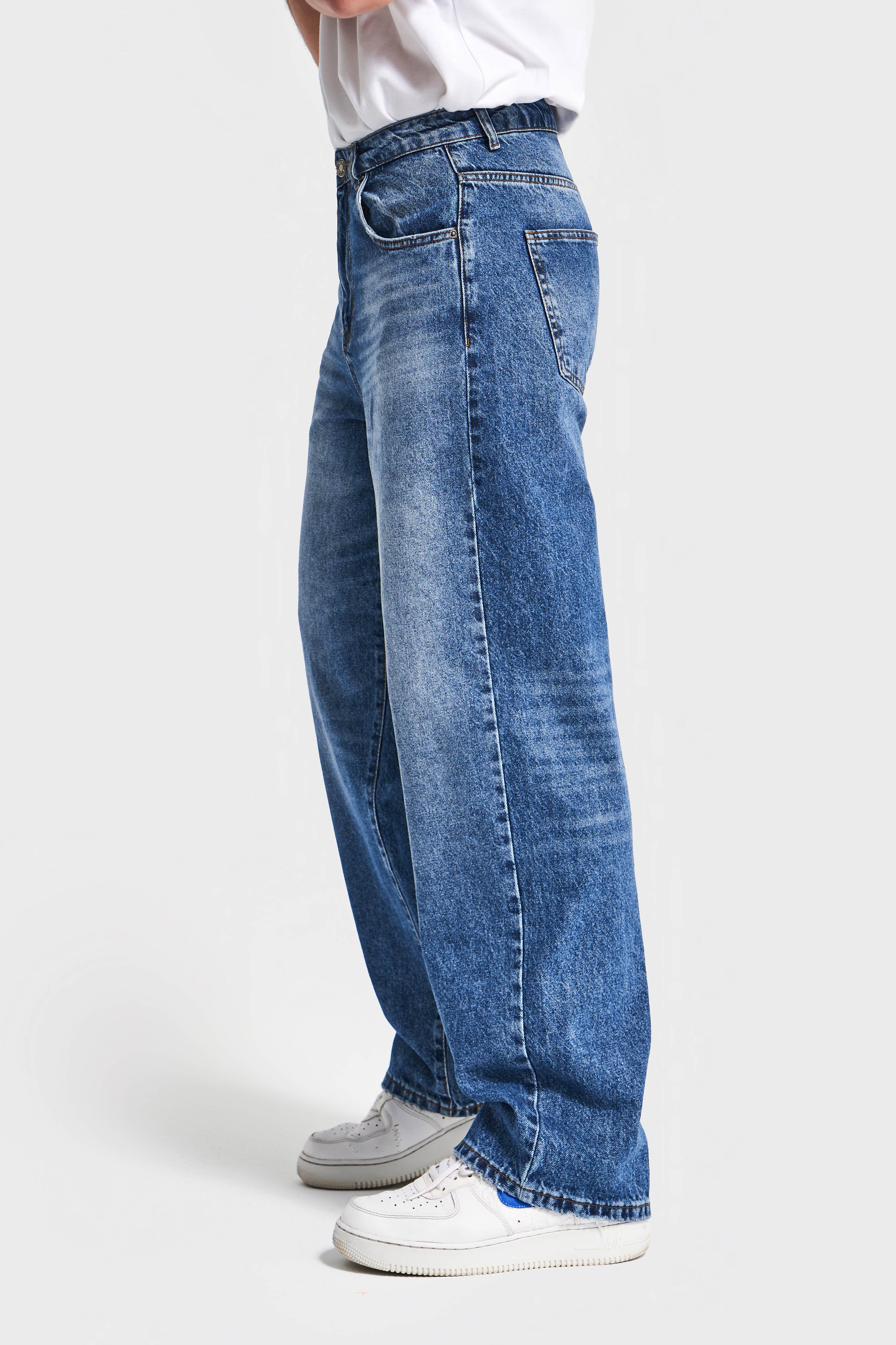 Erkek Mavi Kot Rengi 4w5-5 TT25 Relaxed Baggy Fit İç Boy 80cm Rahat Kesim %100 Koton Denim Jean