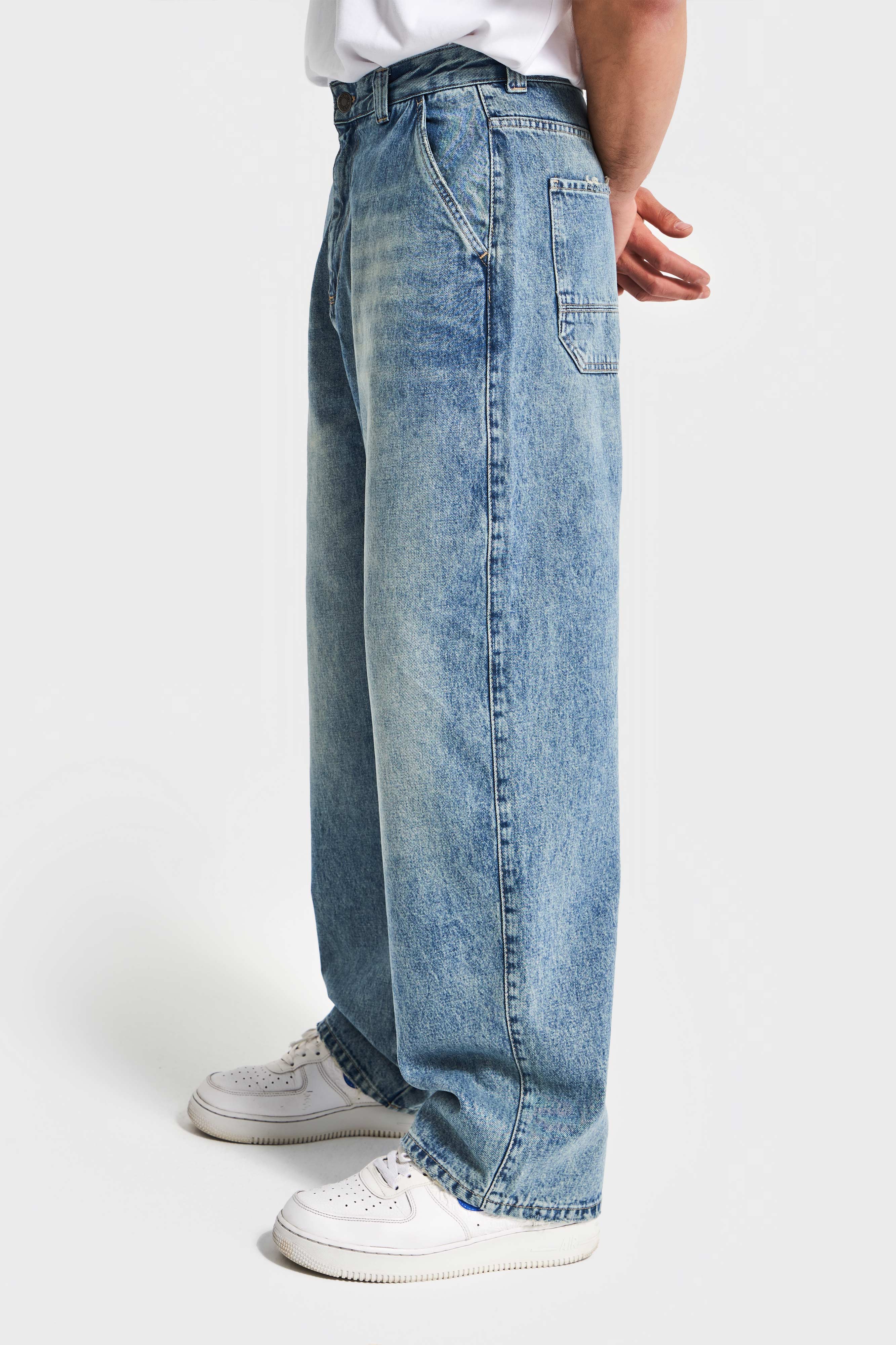 Erkek T.Kot Rengi 4w5-32 Skater Fit Bol Kesim %100 Koton Denim Jean