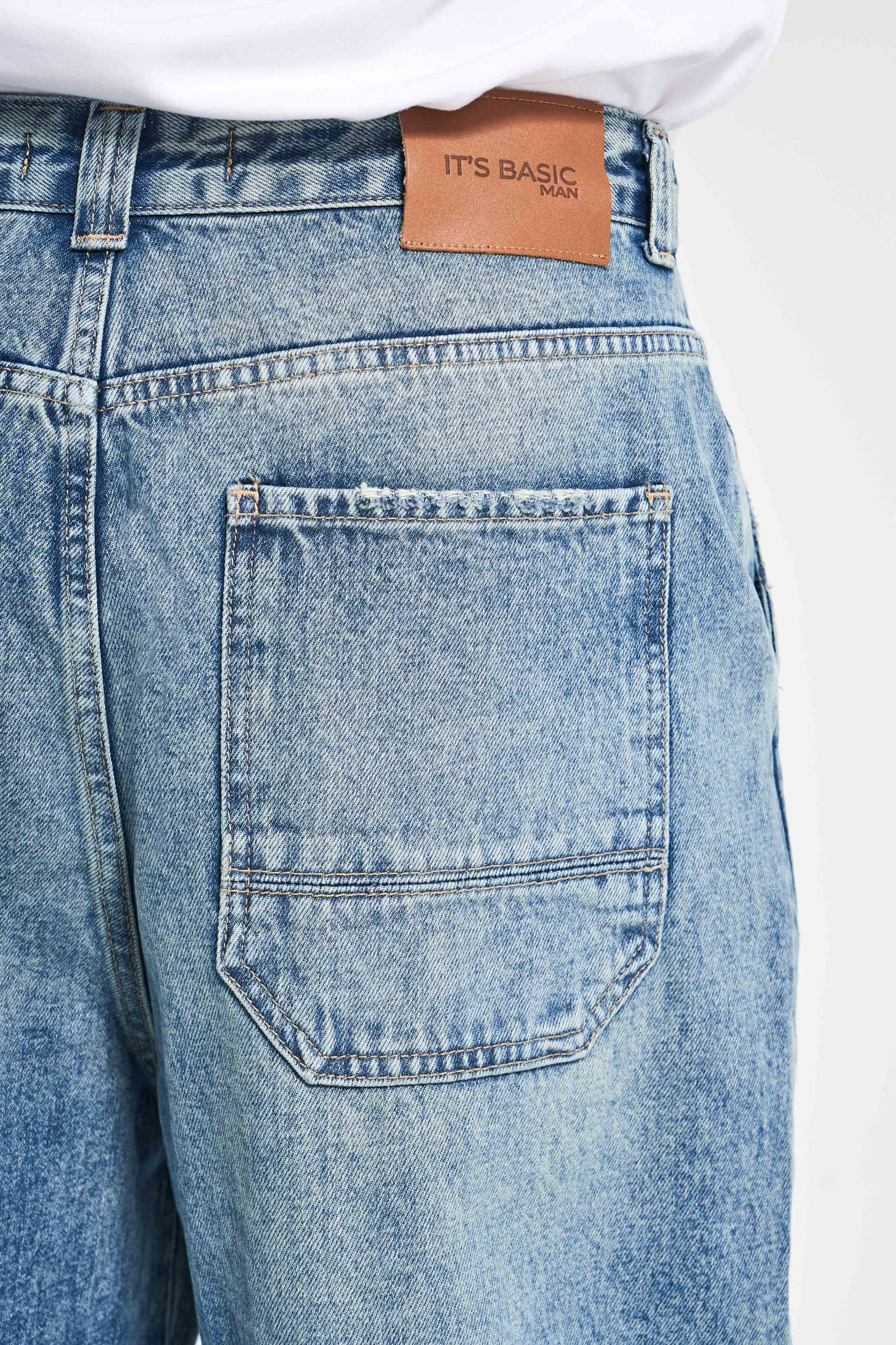 Erkek T.Kot Rengi 4w5-32 Skater Fit Bol Kesim %100 Koton Denim Jean