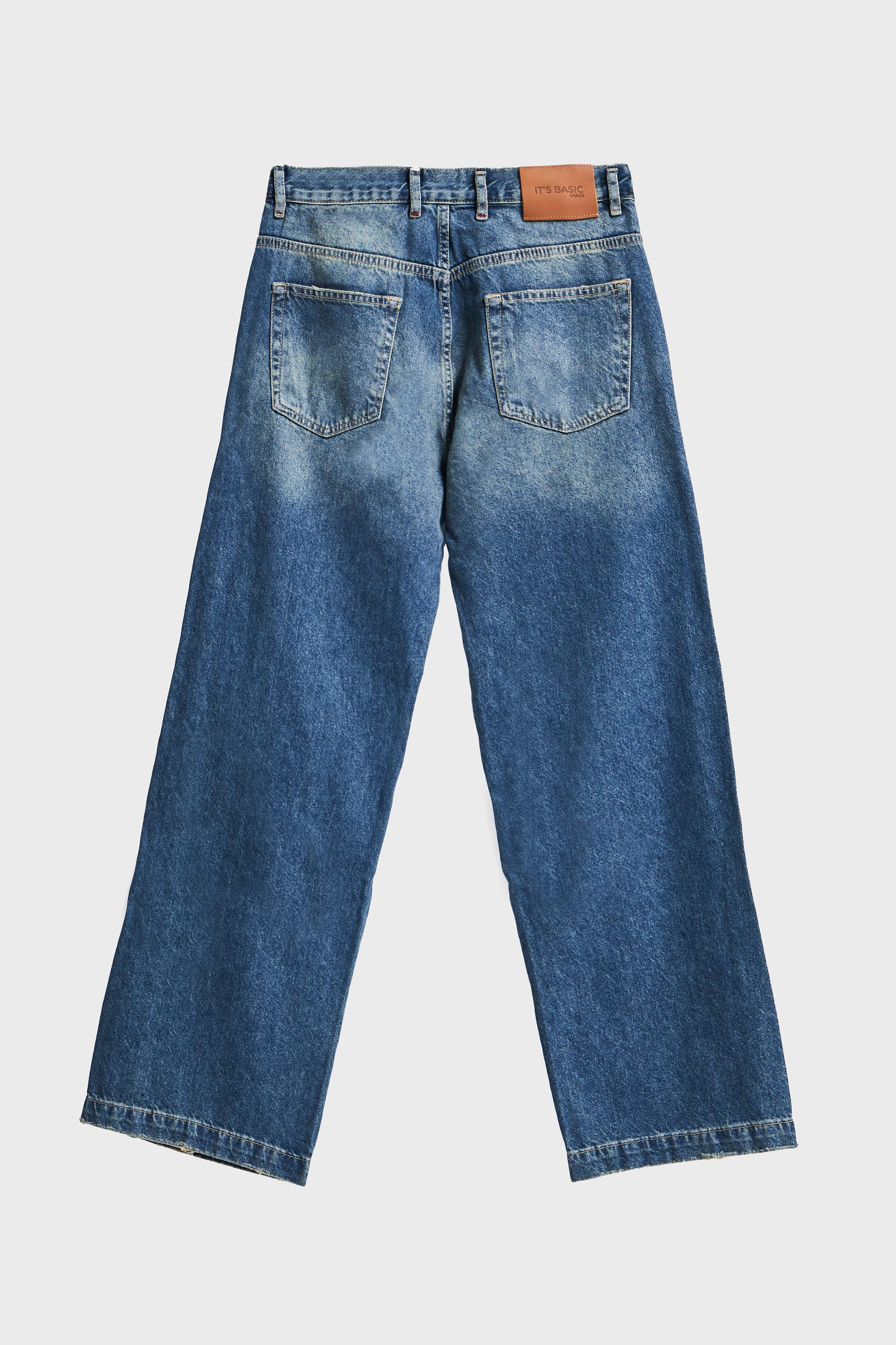 Erkek T.Kot Rengi NC17 2w5-32 Relaxed Baggy Fit Kemeri Bağcıklı İç Boy 79cm %100 Koton Denim Jean