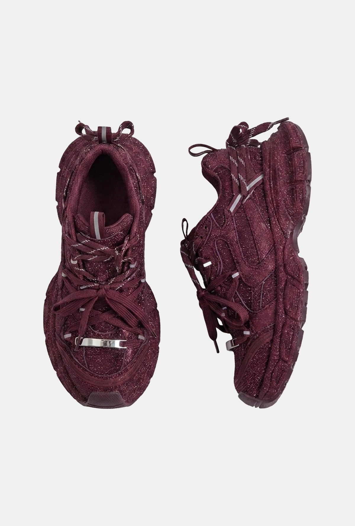 Kadın Bordo T11 İthal Işıltılı Taş Kaplama Özel Tasarım Sneaker Ayakkabı