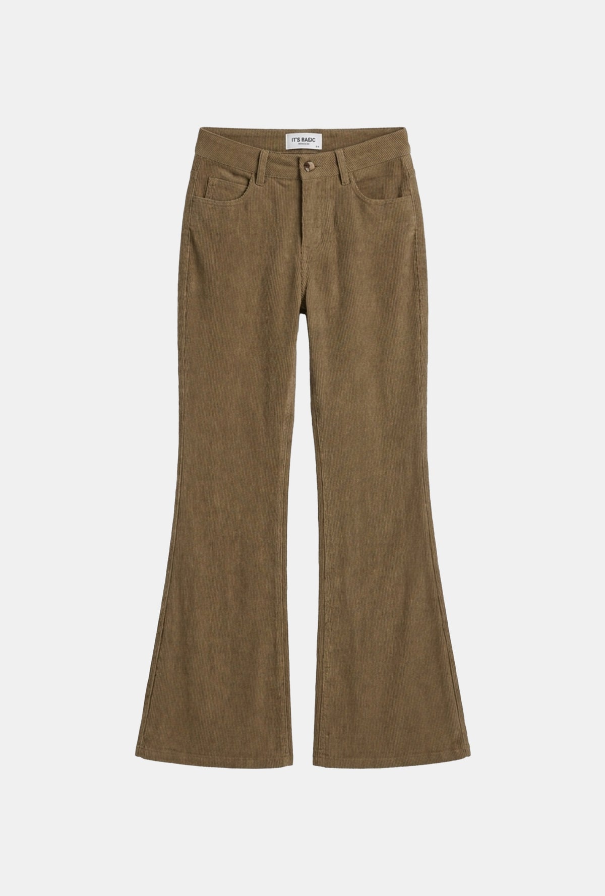 Kadın Sütlü Kahve Flare Fit Velvet Kadife Kumaş Pantolon