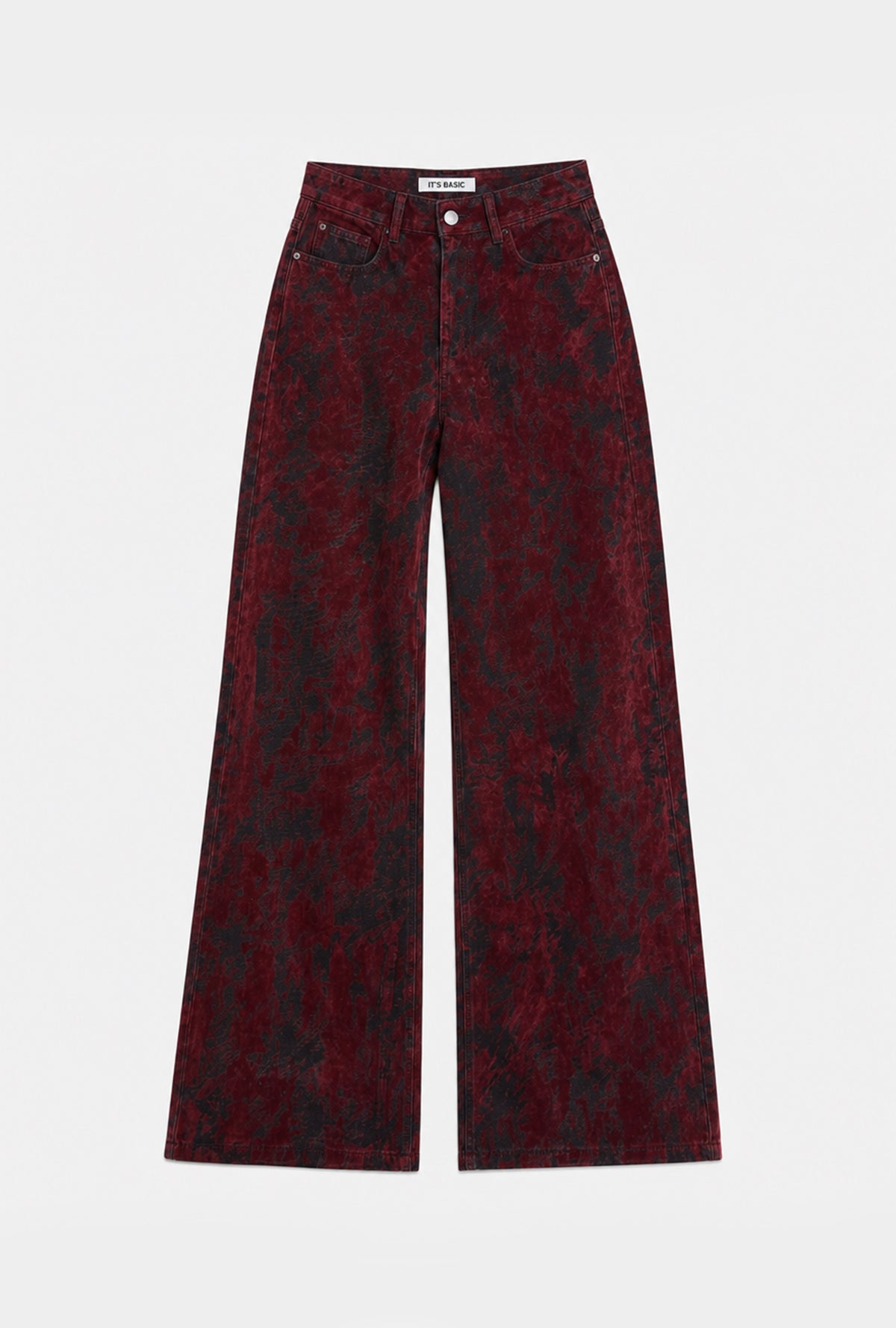 Kadın 1w6-35 Palazzo Fit Özel Desen Tasarım Kumaş Denim Jean