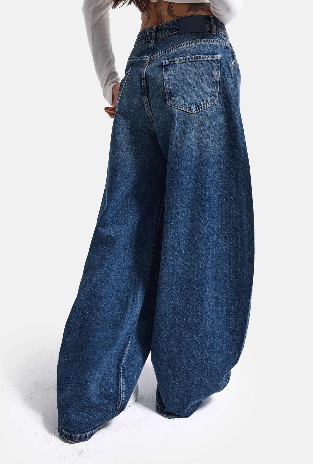 Kadın 2w6-5 Baggy Balloon Nakış Özel Tasarım Denim Jean