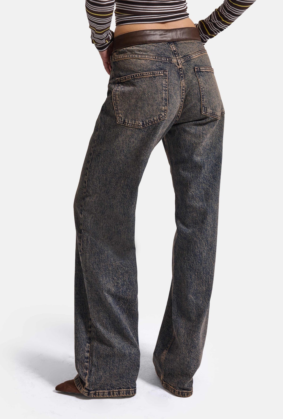 Kadın 2w6-8 Straight Fit Deri Kemer Detaylı Özel Tasarım Denim Jean