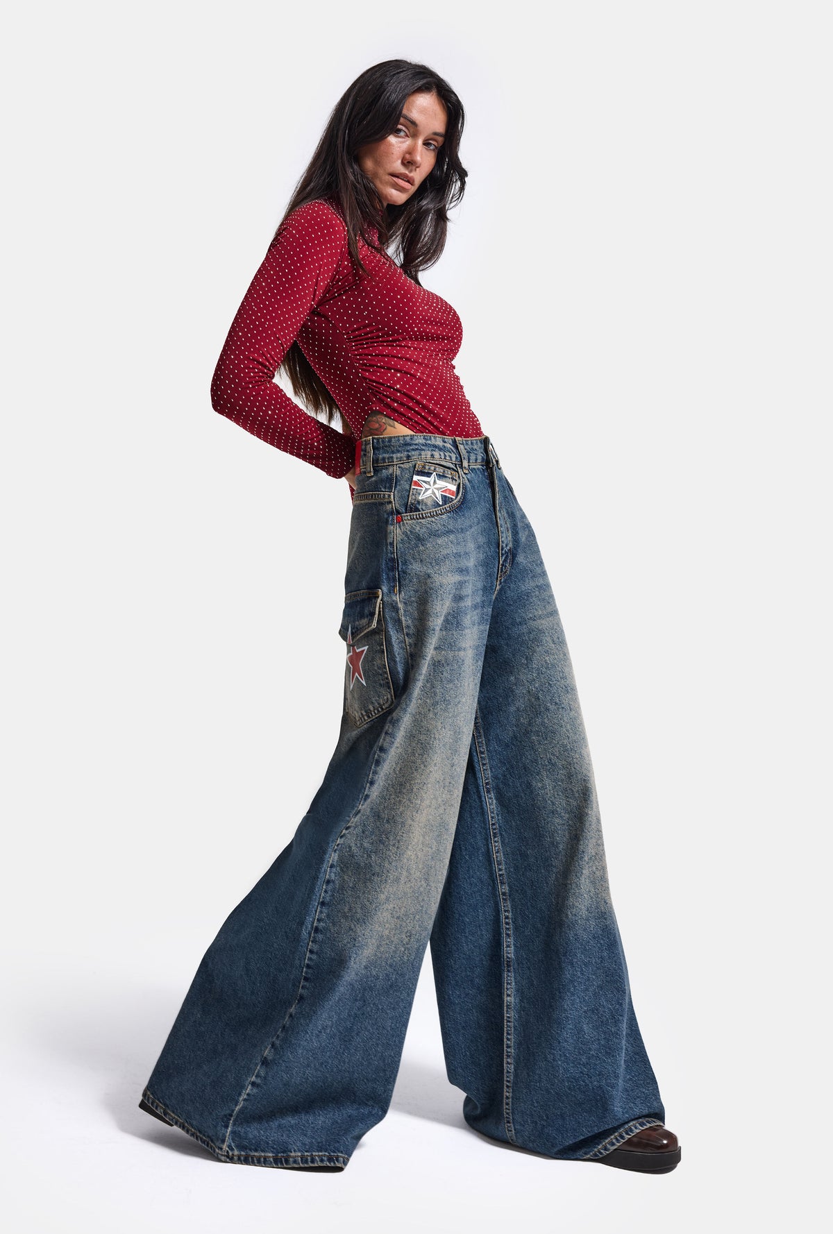 Kadın 2w6-8 Süper Baggy Özel Tasarım Jean